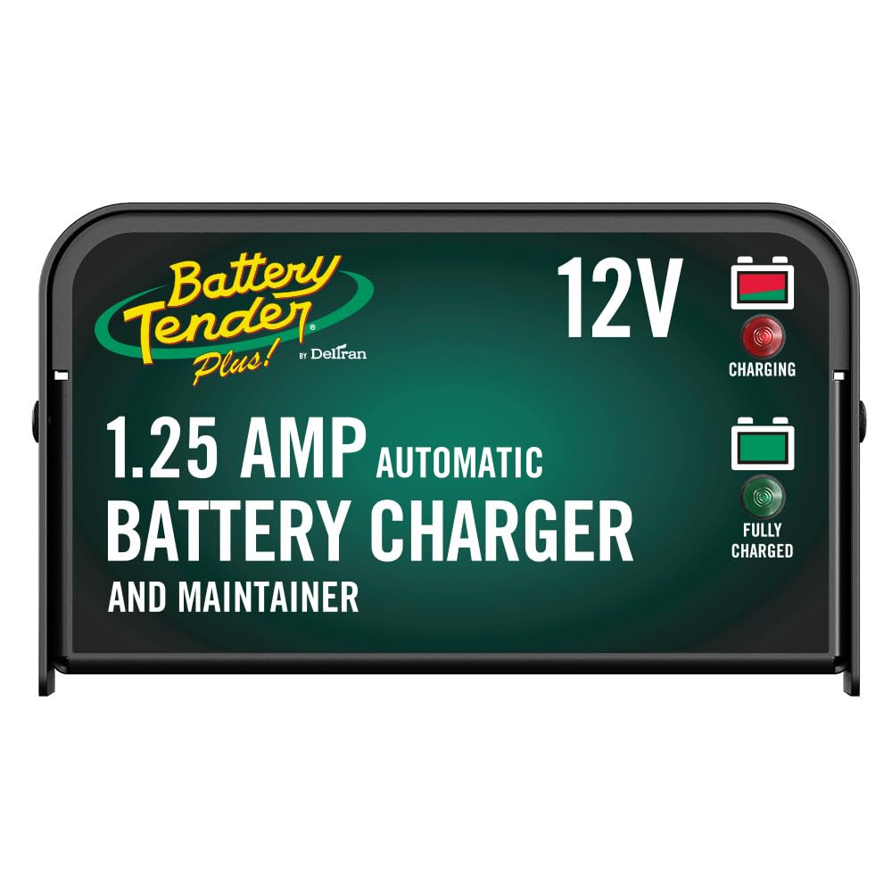 Battery Tender Plus 12V 1.25A Smart Battery Charger & Maintainer for Motorcycle, ATV, UTV - Automatic Float Charger (Model 021-0128) | Ideal for Winter Storage, Seasonal Vehicles & Powersport Equipment Maintenance