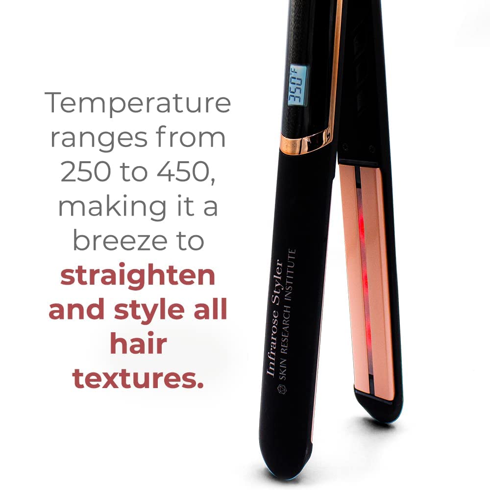Infrarose Tourmaline Hair Styler & Straightener - 1 Count, Shine Enhancing, Curling & Straightening Iron for Smooth, Frizz-Free Hair - Perfect for Home, Salon & Travel Styling