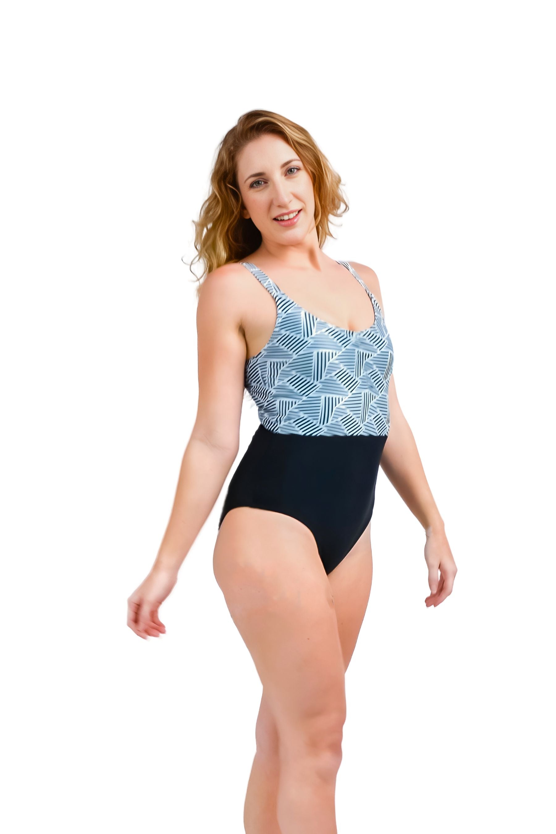 El Nido One Piece Swimsuit for Women - Black Tile Print - Beachwear, Pool Party, Summer Vacation Outfit