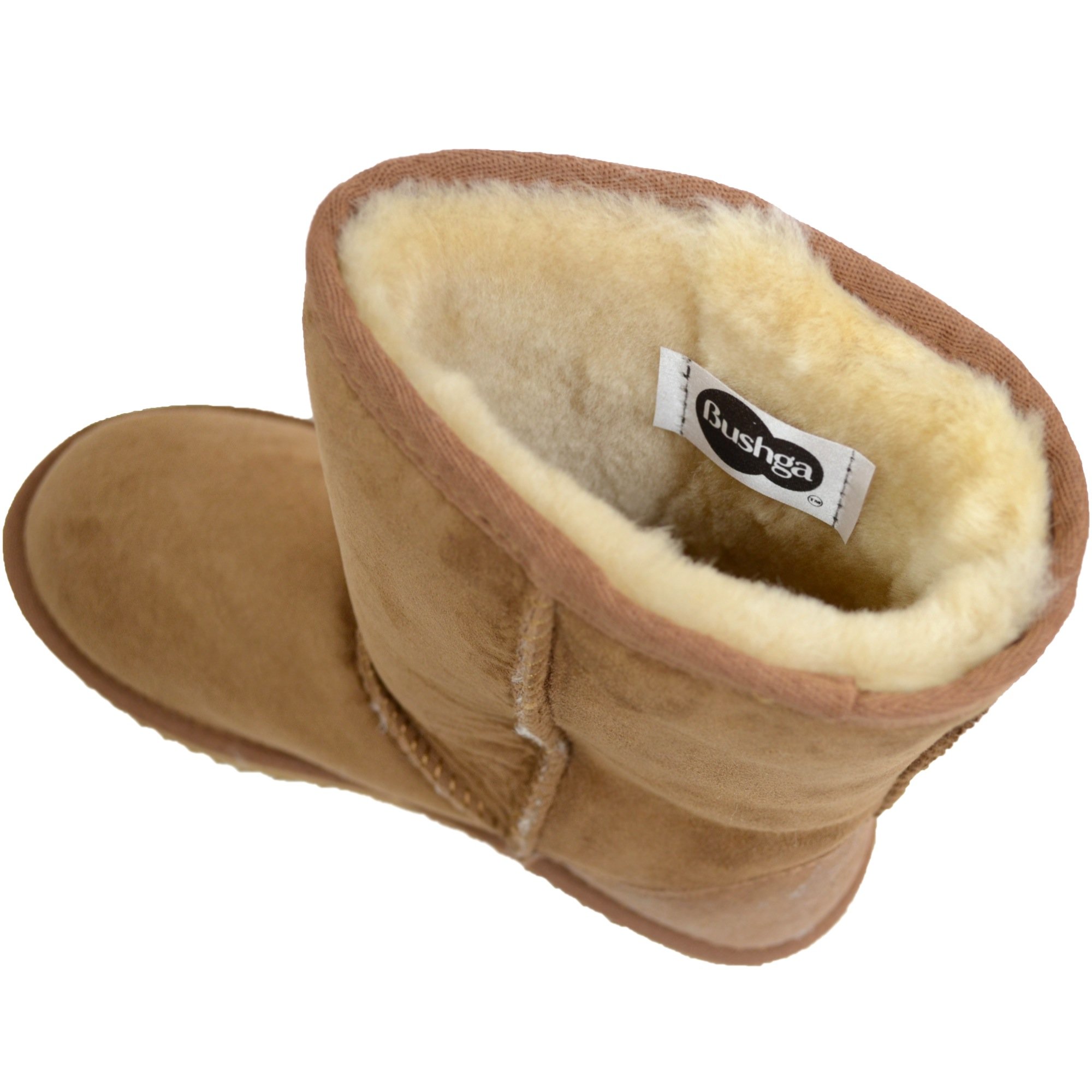 Bushga Women's Genuine Sheepskin Mid Calf Boots - Comfortable Winter Ankle Booties for Ladies (Black, Brown, Gray, Chestnut, Purple) | Perfect for Casual Outfits, Office Wear & Cold Weather Fashion