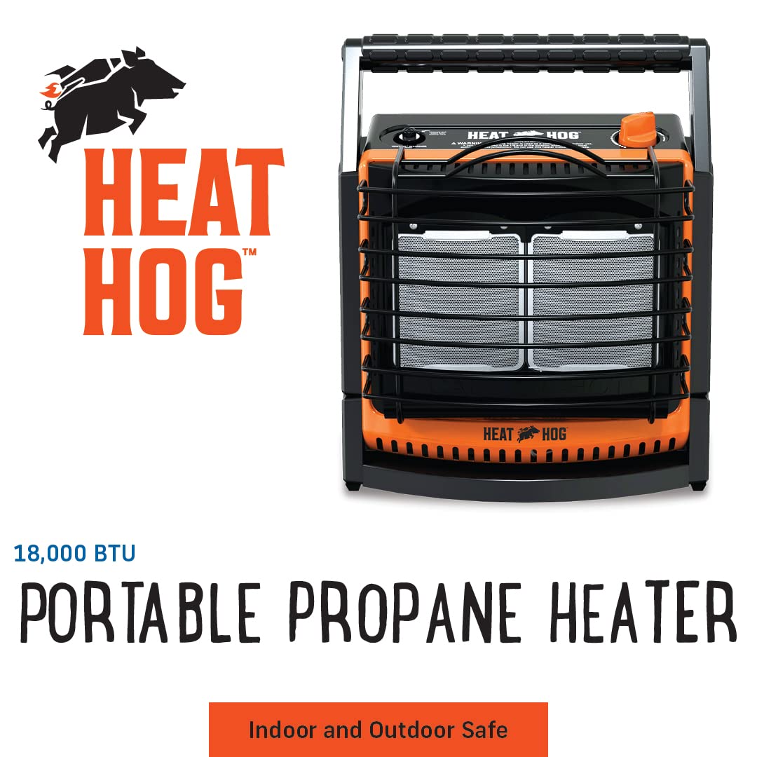 18,000 BTU Portable Propane Heater for Indoor & Outdoor Use - Garage, Camping, Patio Heating | Compatible with Flame King Refillable 1LB Propane Tank - Safe & Legal Reusable Cylinder for Backyard, Workshop & Emergency Heating