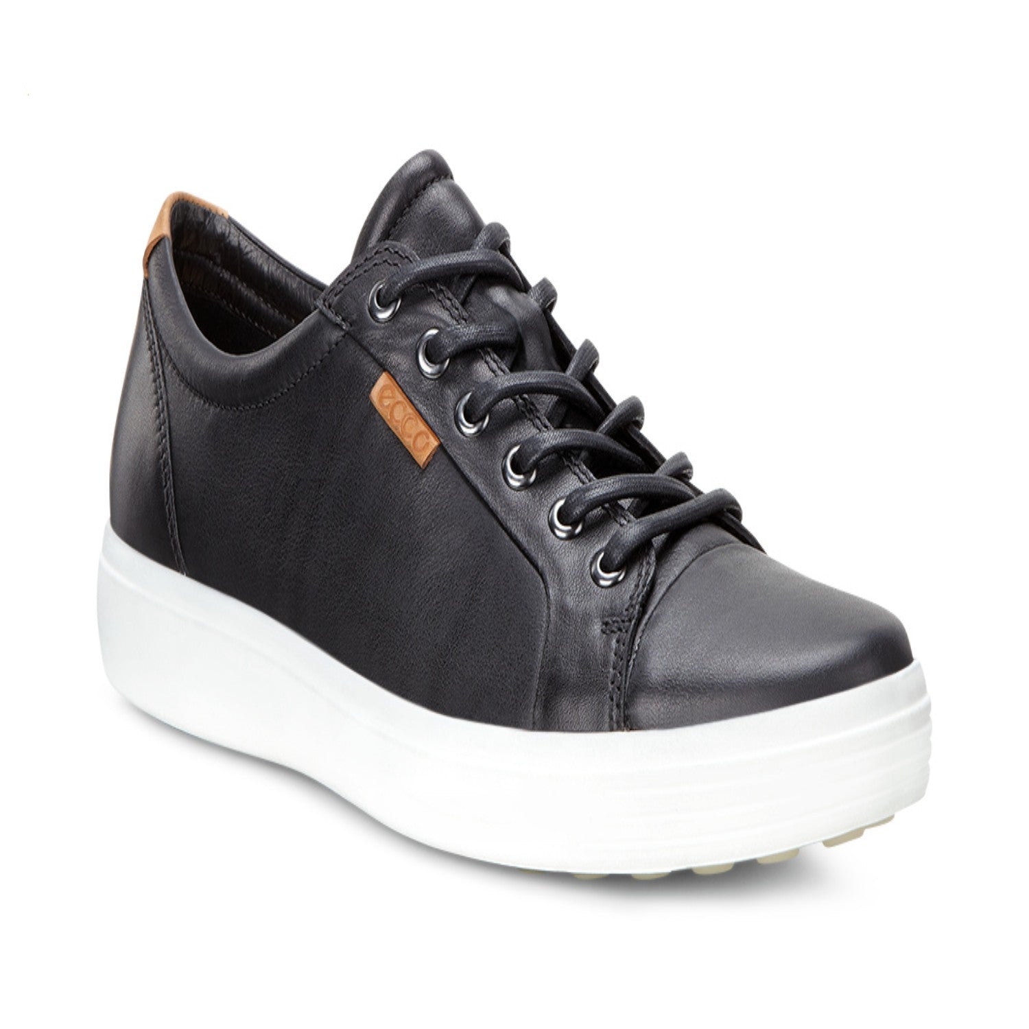 Ecco Men's Soft 7 Droid Leather Sneakers - Black Casual Walking Shoes for Men | Comfortable & Stylish for Work, Travel & Everyday Wear