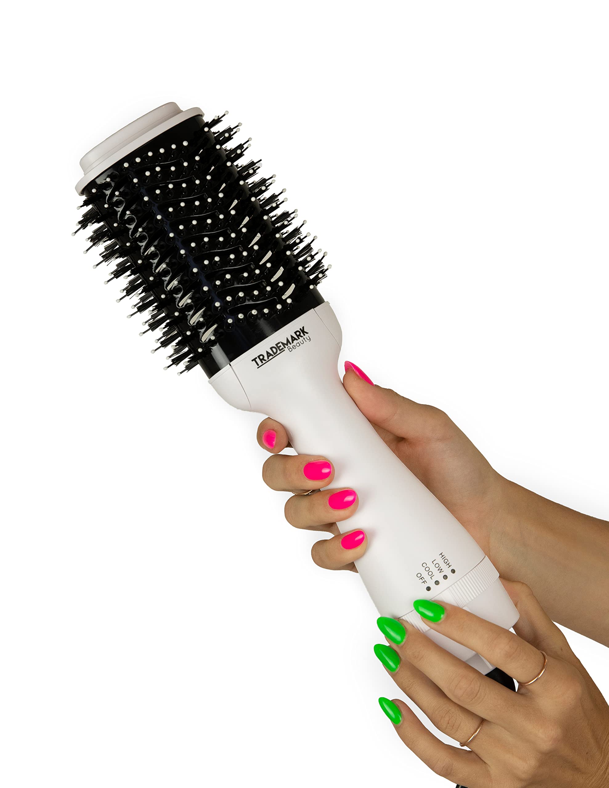 Professional 2-in-1 Hair Dryer Brush with Ceramic Technology | Anti-Frizz Ionic Blow Dryer for Wet & Dry Hair | Adds Volume & Smooths All Hair Types (White) | Perfect for Salon-Quality Styling at Home, Travel & Daily Hair Care