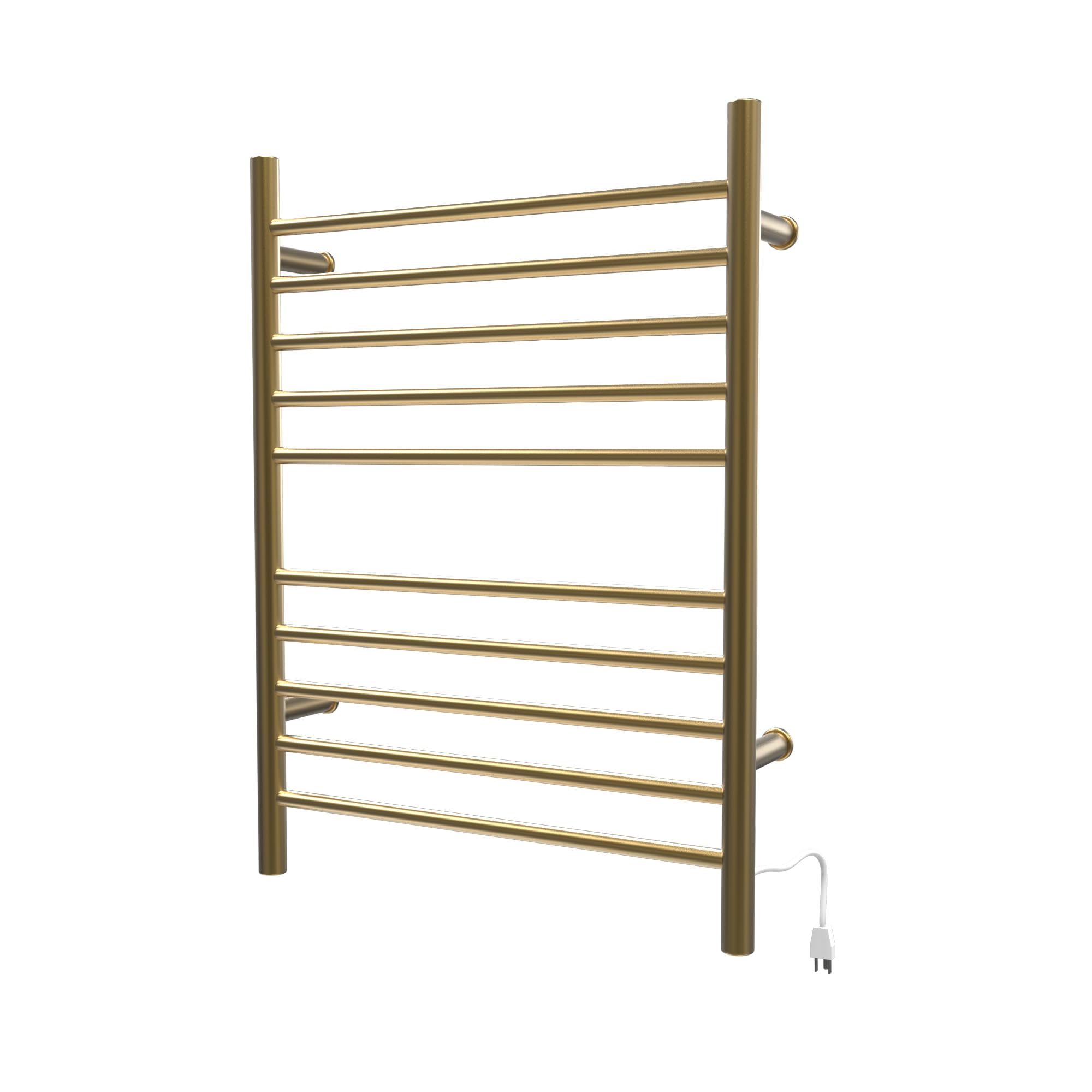Amba RWH-SSB 10 Bar Towel Warmer - Hardwired & Plug-in Combo - Satin Brass Finish - Perfect for Bathrooms, Spas & Luxury Home Decor