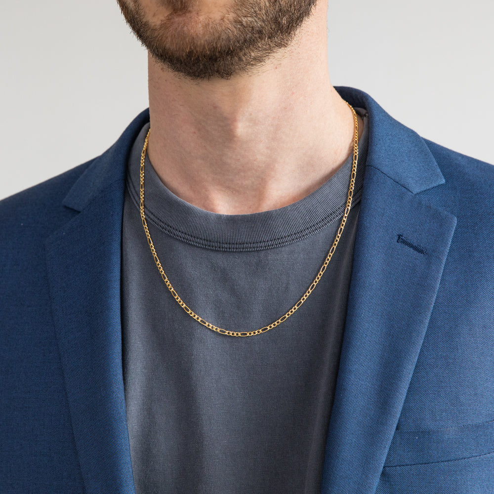 9ct Gold Filled Figaro Chain Necklace - 55cm Length & 80 Gauge - Durable & Hypoallergenic Jewelry for Women & Men - Perfect for Everyday Wear, Gifts & Special Occasions