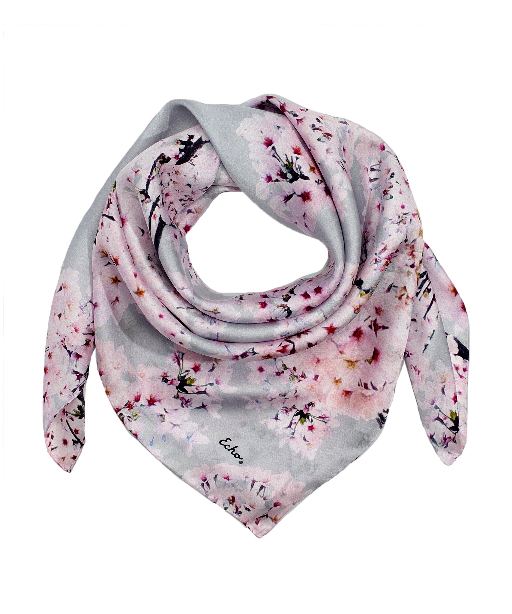 Premium Cherry Blossom Silk Scarf - Japanese Floral Design Square Shawl for Women - Perfect for Spring Fashion, Bridal Accessories & Special Occasions