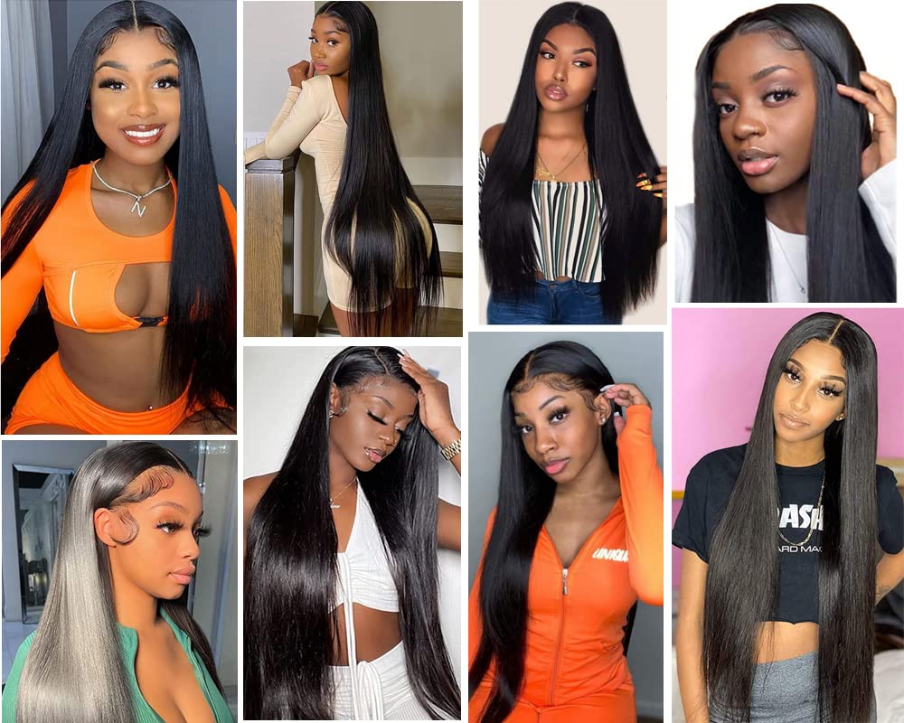 QTHAIR 100% Unprocessed 16A Virgin Indian Human Hair Bundles - Straight Natural Black Hair Weft Extensions (18