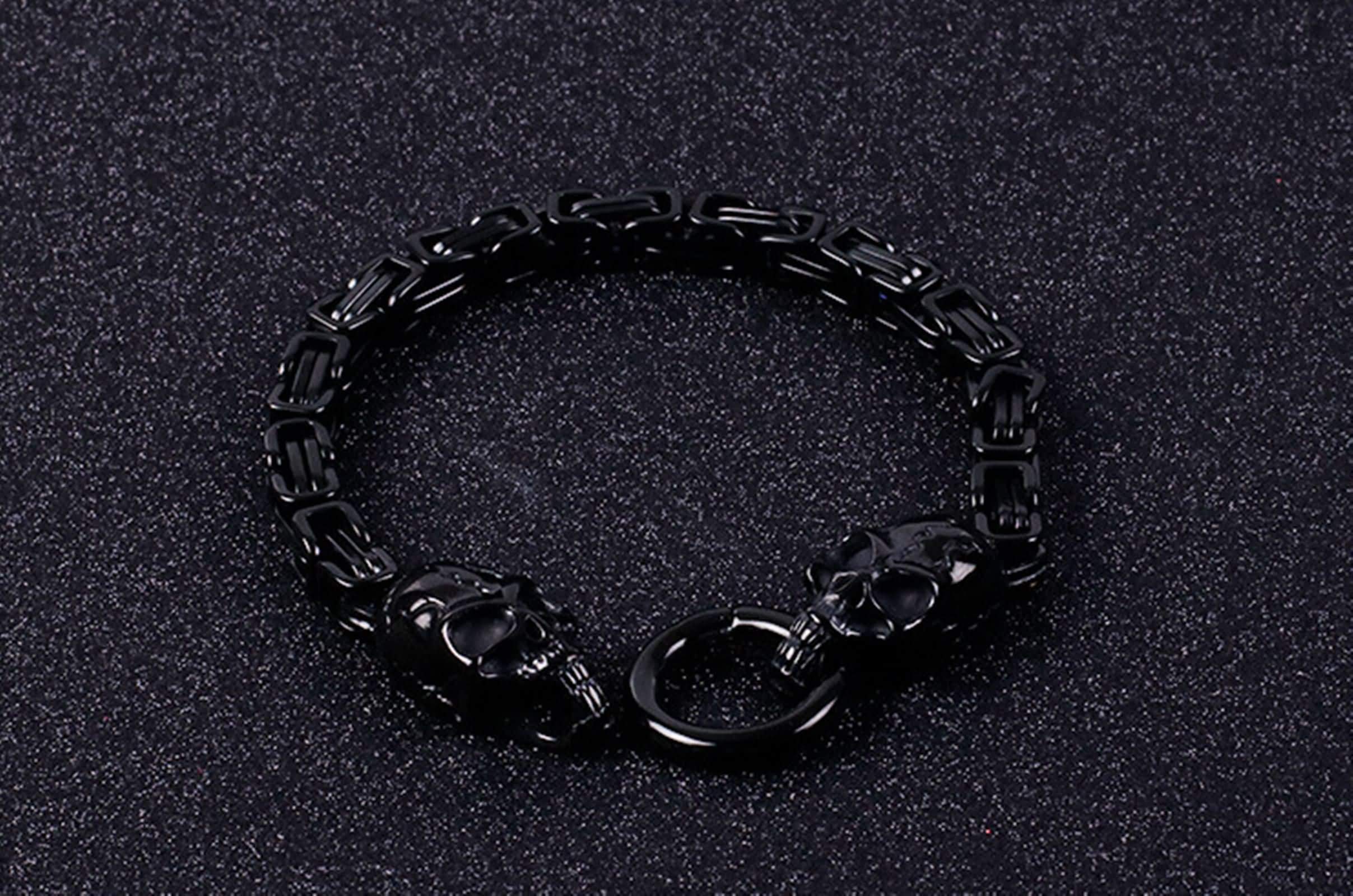 Daesar Stainless Steel Double Skull Bracelet for Men - Black, Silver & Gold Options | Gothic Punk Jewelry for Everyday Wear & Special Occasions