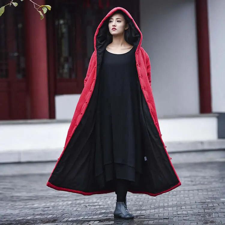 Black Winter Coat for Women - Gothic Witch Robe Cape Coat | Perfect for Halloween, Cosplay, and Cold Weather Fashion