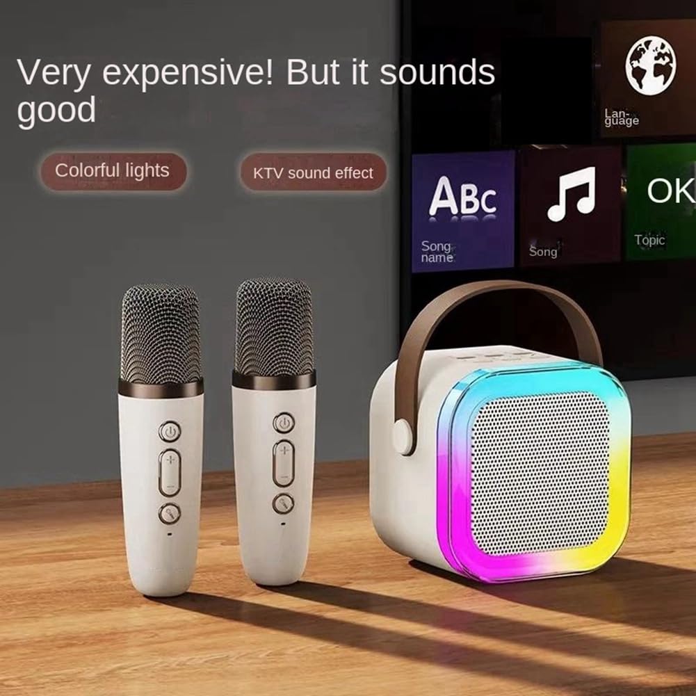 Portable Bluetooth Speaker with Wireless Microphone - Mini Outdoor Karaoke Speaker, High Volume with Card Subwoofer - Perfect for Kids Gifts, Parties, Camping & Travel Entertainment