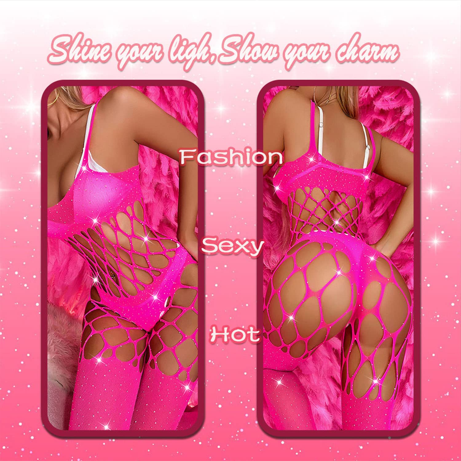 Sexy Women's Fishnet Bodystocking & Stockings - Lingerie Bodysuit for Women - Perfect for Valentine's Day, Boudoir Photography and Romantic Nights