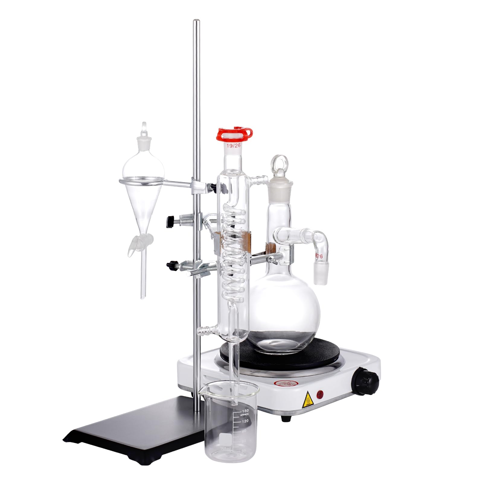 VEVOR 500ml Essential Oil Distillation Kit - 3.3 Boro Lab Glassware Set with 1000W Heating Plate & 24/40 Joint (33pcs) for Aromatherapy, Herbal Extracts & DIY Essential Oils at Home