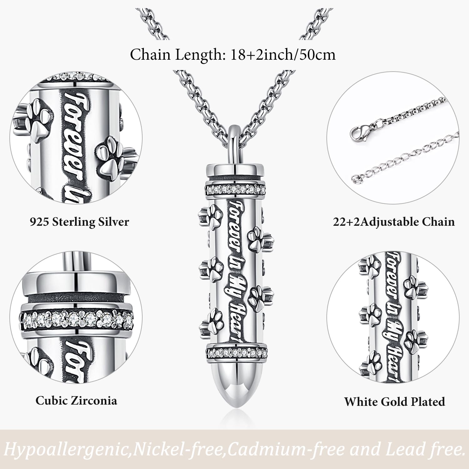 Sterling Silver Cremation Jewelry for Ashes - Odinstone Urn Necklace Pendant for Women & Men | Memorial Keepsake for Loved Ones | Perfect for Remembrance, Funerals & Special Occasions