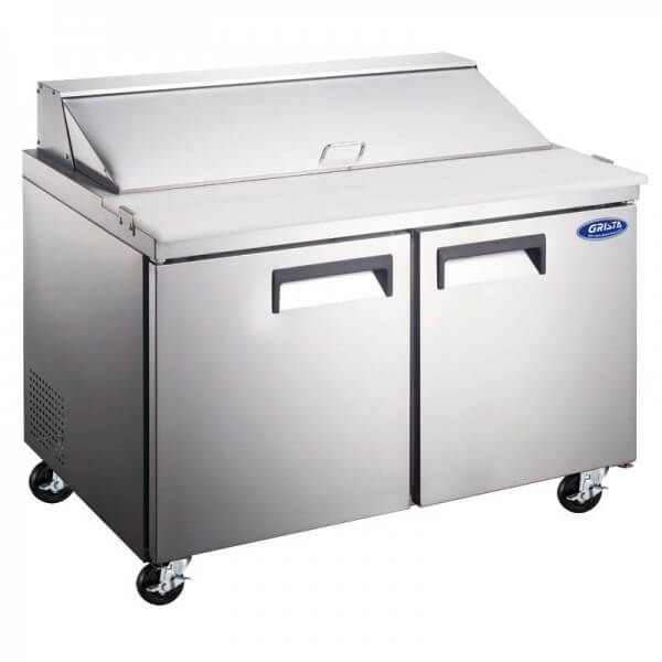 GRSL 2D/60 Commercial Refrigerator - 2 Door Sandwich Prep Table, 15.5 Cu Ft Capacity, 60 Inch Stainless Steel for Restaurants & Delis | Perfect for Food Storage, Salad Prep & Kitchen Organization