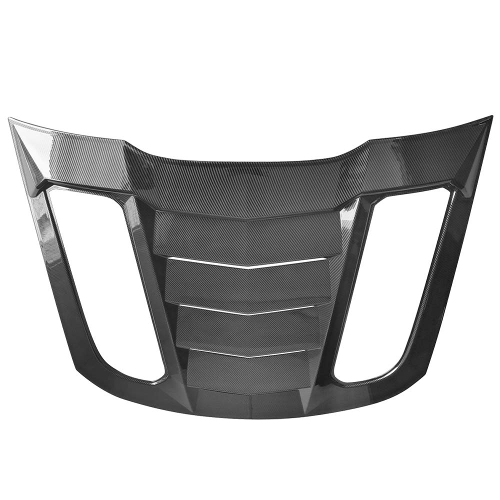 IKON MOTORSPORTS Rear Window Louver for 2015-2024 Ford Mustang Coupe | Carbon Fiber Print Sun Shade & Windshield Scoop | Fits 2015-2024 Models | Enhances Style & Sun Protection for Daily Driving & Car Shows