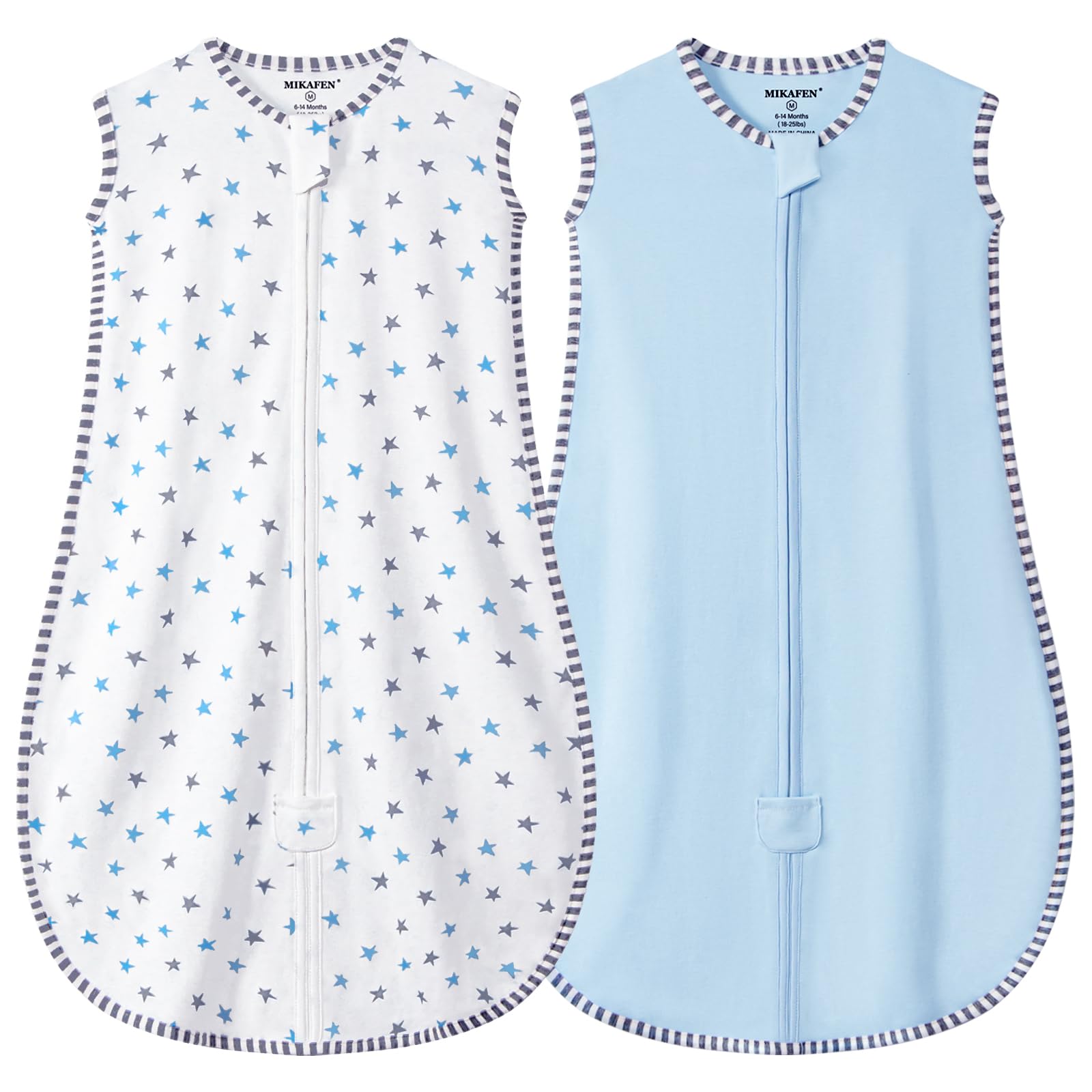 Mikafen 100% Cotton Baby Sleep Sack - Wearable Blanket for Infants 0.5 Tog Lightweight Summer Sleeping Bag - Perfect for Nursery, Daycare & Travel