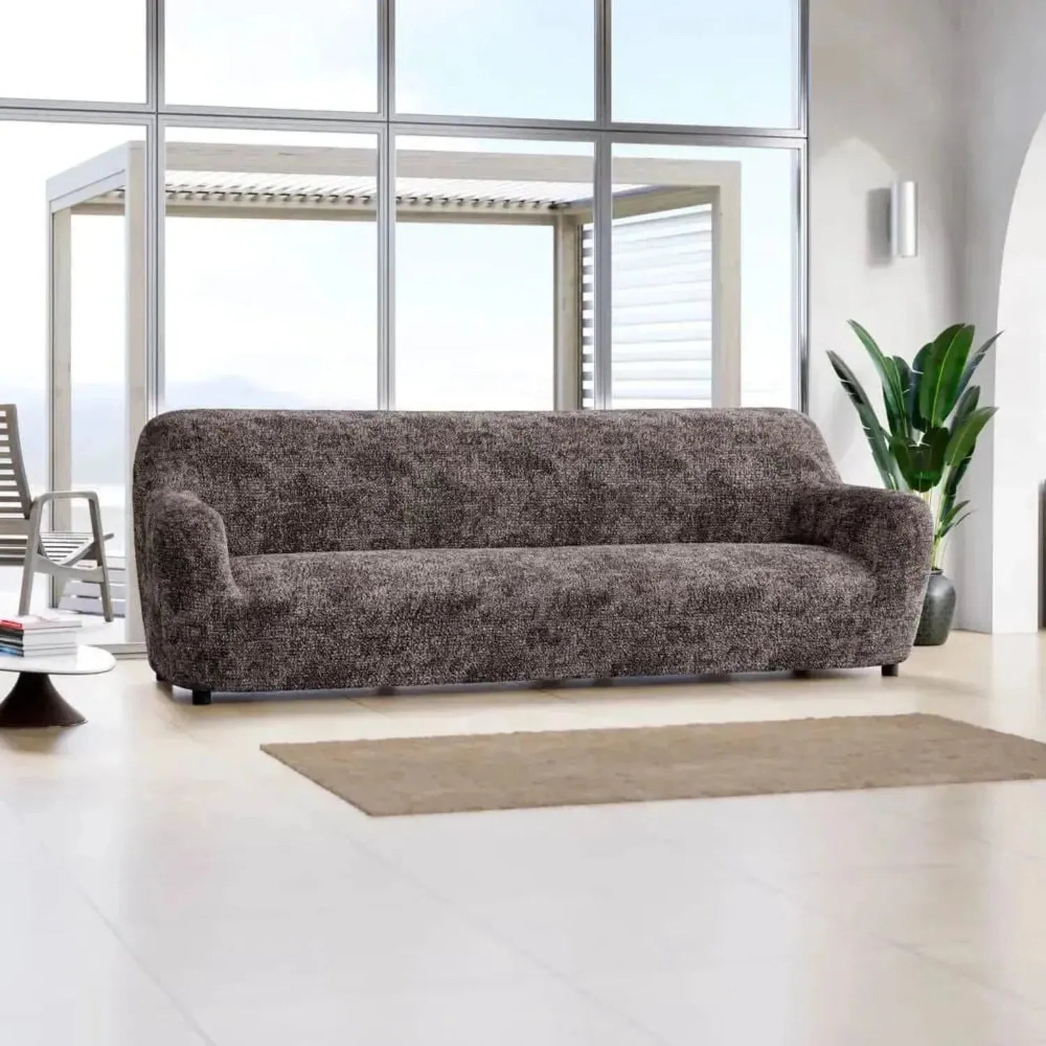4 Seater Sofa Slipcover - Soft Microfiber Fabric with Stylish Prints - Perfect for Living Room, Family Room & Home Decor