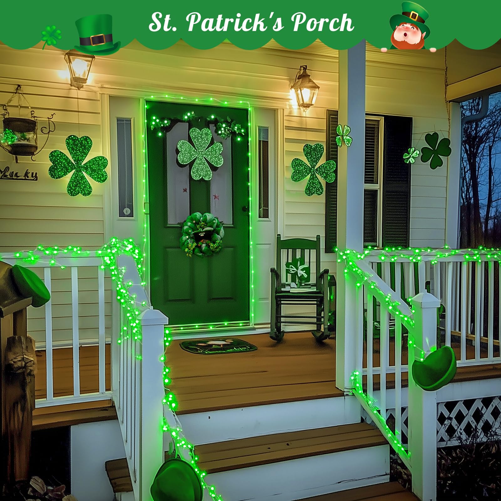 JMEXSUSS 2 Pack 33ft 100 LED Solar Fairy Lights - Waterproof Outdoor String Lights for Garden, Patio, Tree Decor - St Patrick's Day Party Decorations - Perfect for Backyard, Wedding, Holiday & Landscape Lighting
