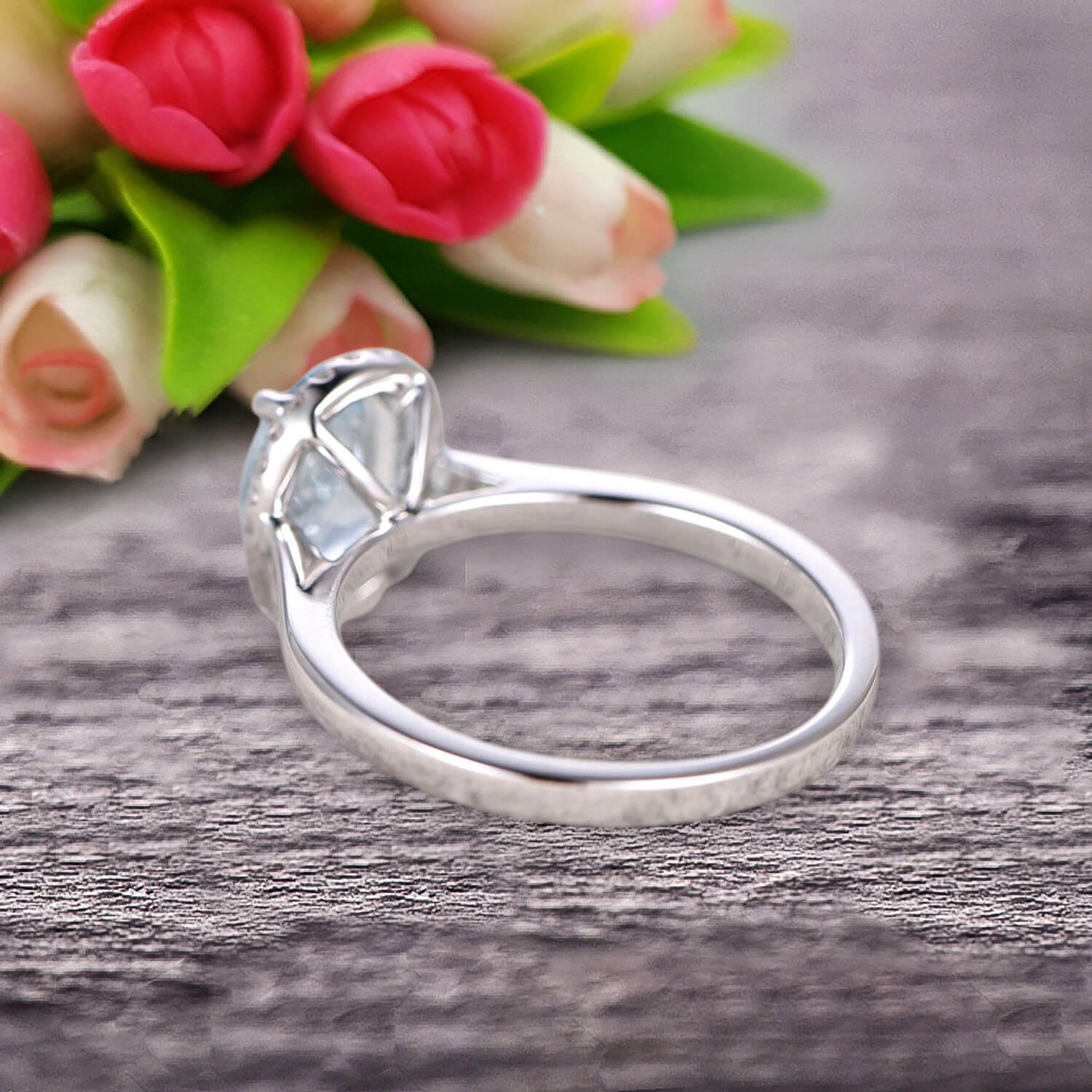 1.25 Carat Oval Cut Aquamarine Engagement Ring in 10k White Gold - Perfect Wedding Anniversary Gift for Her, Bridal Jewelry & Romantic Occasions
