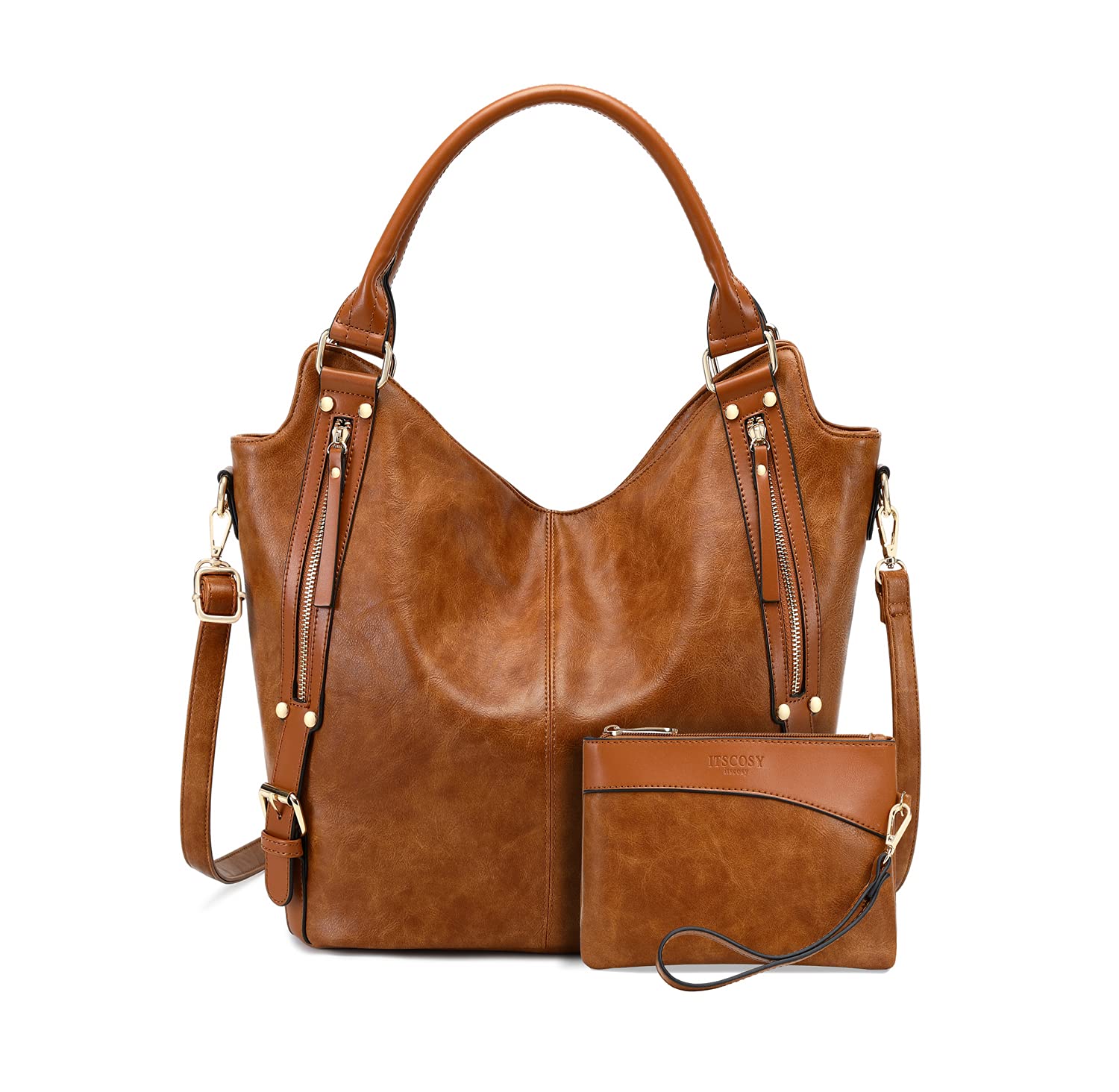 Stylish Women's PU Leather Tote Bag - Adjustable Shoulder Strap Hobo Handbag for Work, Travel & Everyday Use
