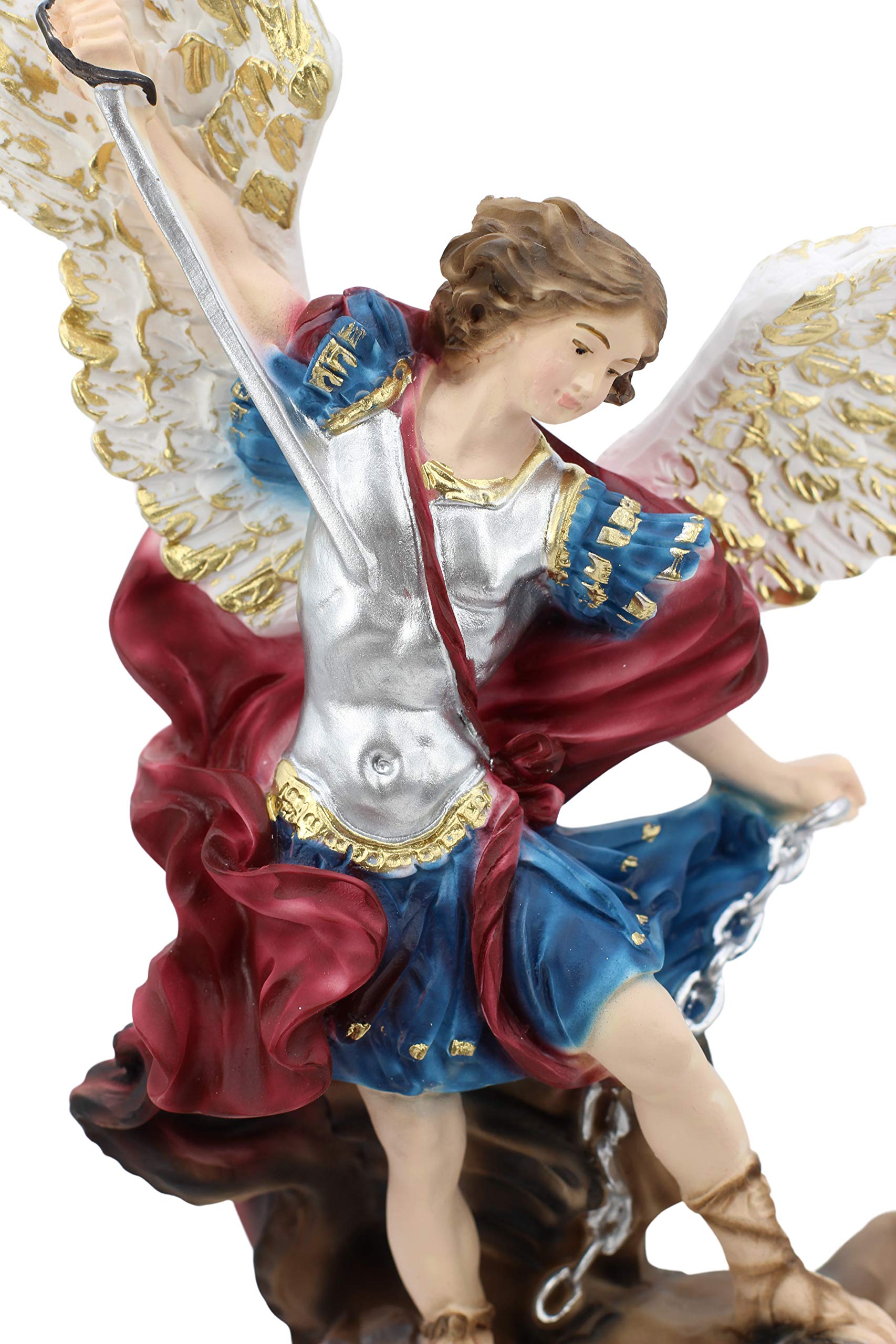Handmade Saint Michael The Archangel Statue - 16 Inch Painted Religious Figurine for Home Altar, Church Decor & Spiritual Gift
