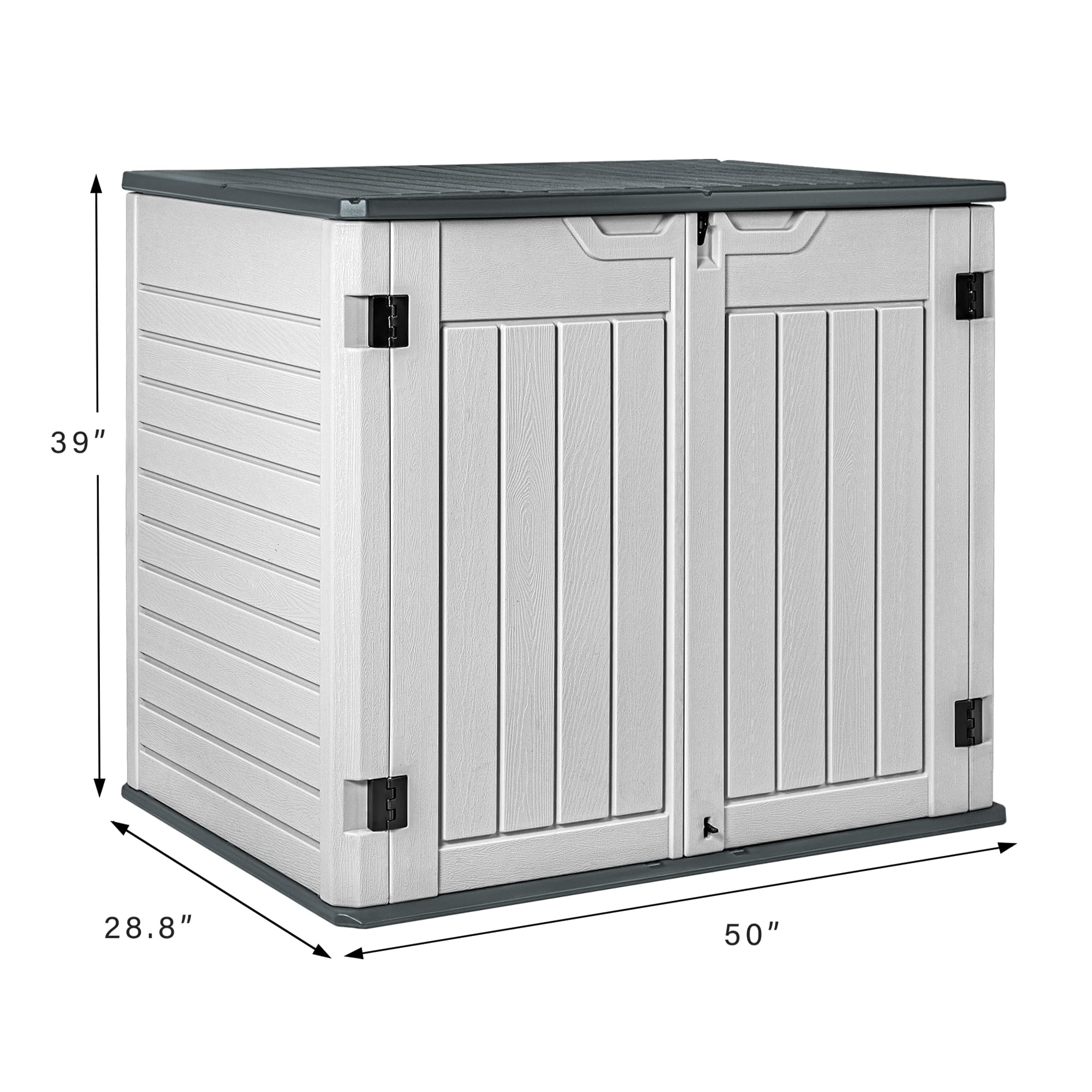 Devoko 34 Cu Ft Waterproof Resin Outdoor Storage Shed - Horizontal Patio Storage Cabinet for Garden Tools, Lawn Mower, Garbage Cans & Sofa Cushions | Durable Weatherproof Deck & Backyard Organizer