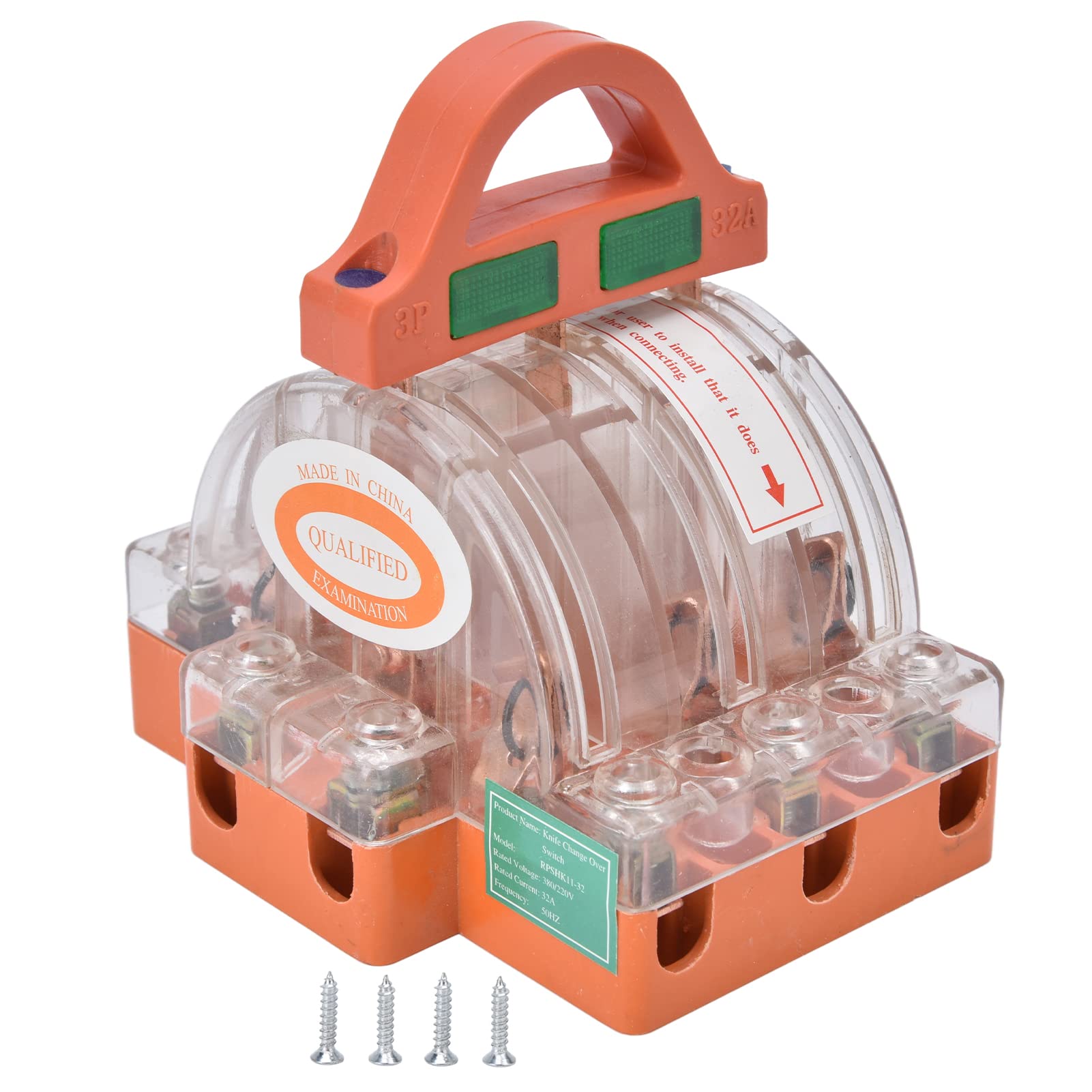 380V 3 Pole AC Double Throw Disconnect Knife Switch with LED Indicator & Transparent Shell - 2 Way Safety Switch for Home Appliances & Electrical Panels - Perfect for HVAC, Industrial Equipment & Power Distribution Systems