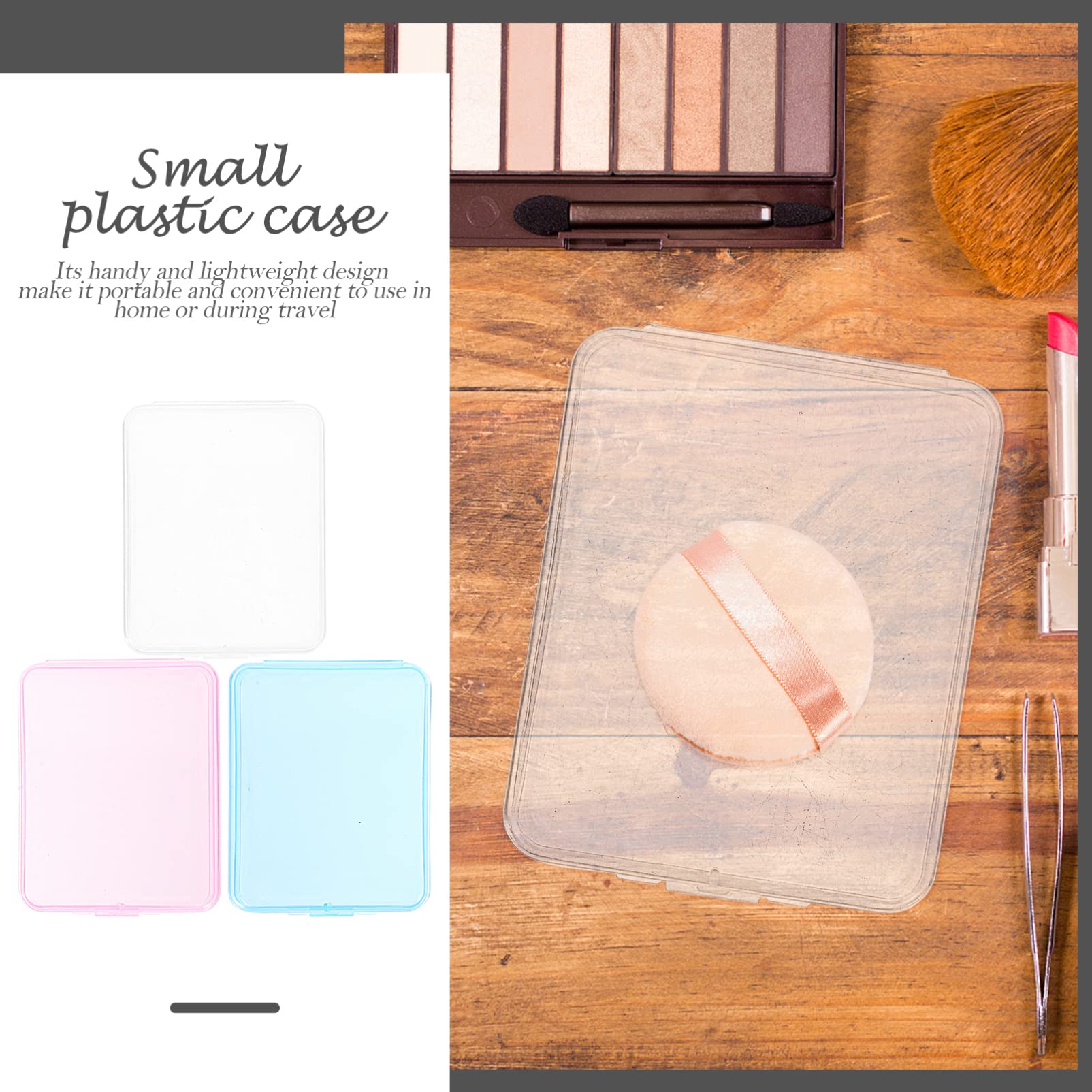 FRCOLOR 9-Piece Clear Plastic Storage Box Set with Lids - Transparent Makeup Organizer for Cotton Pads, Sponges & Travel Essentials | Perfect for Bathroom, Vanity & On-the-Go Organization