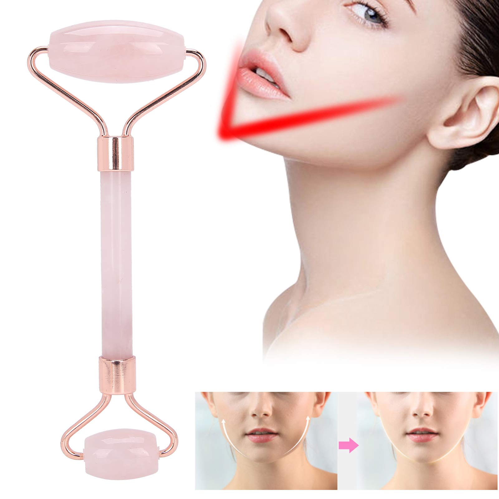 Natural Jade Roller & Gua Sha Set - Rose Gold Double Ended Facial Massager for Anti-Aging, Wrinkle Reduction & Skin Tightening | Face, Eye, Neck & Body Care | Perfect for Daily Skincare Routine & Spa Relaxation
