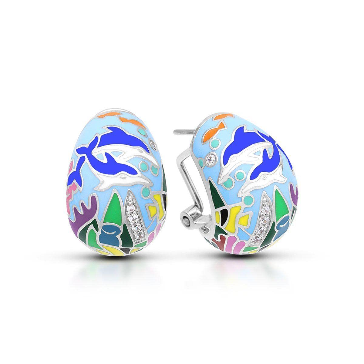 Belle Etoile Blue Dolphin Stud Earrings - Elegant Ocean-Themed Jewelry for Women, Perfect for Beach Vacations, Summer Outfits & Gift Giving