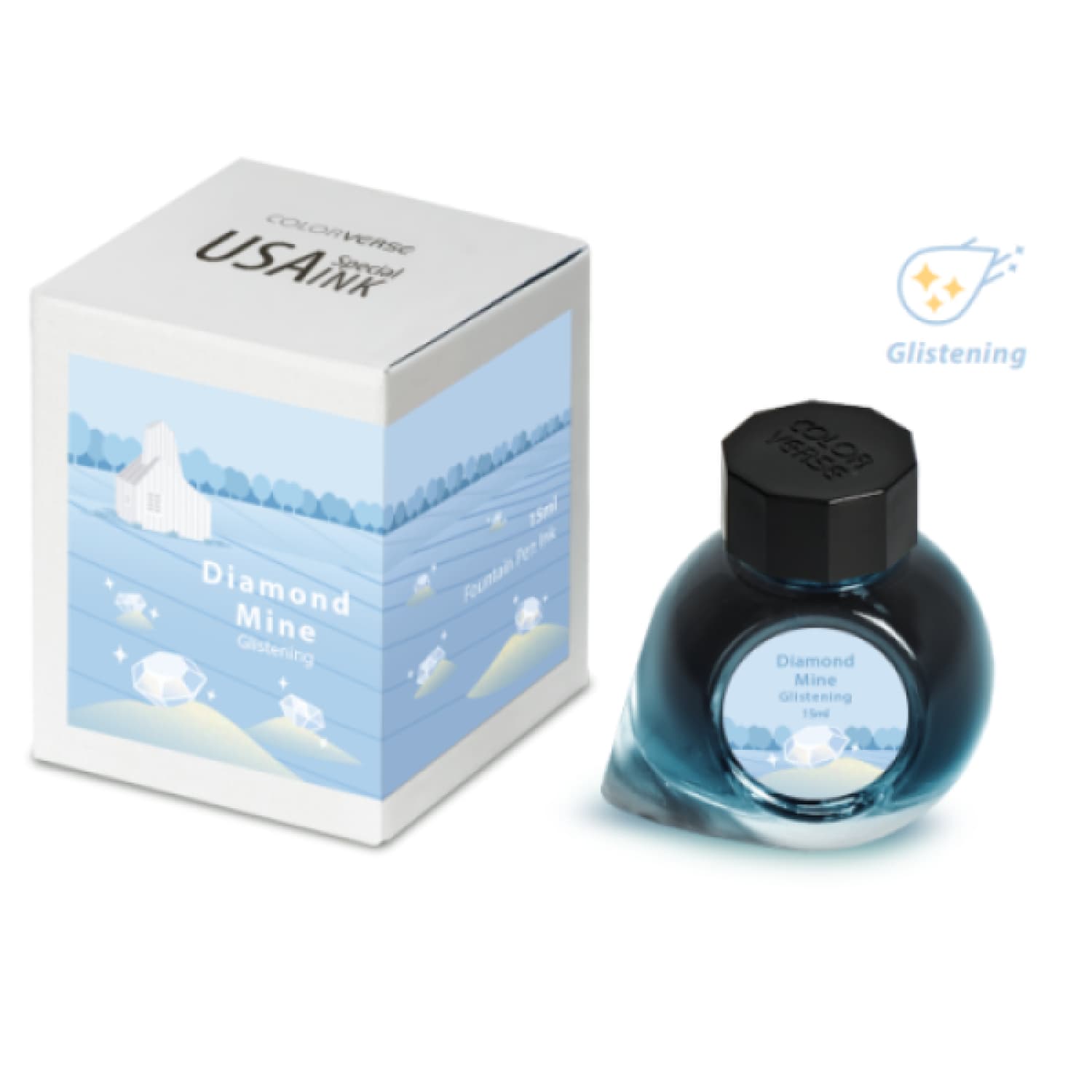 Colorverse USA Special Bottled Ink - Arkansas Diamond Mine Glistening (15mL) | Premium Fountain Pen Ink for Calligraphy, Journaling & Artistic Writing