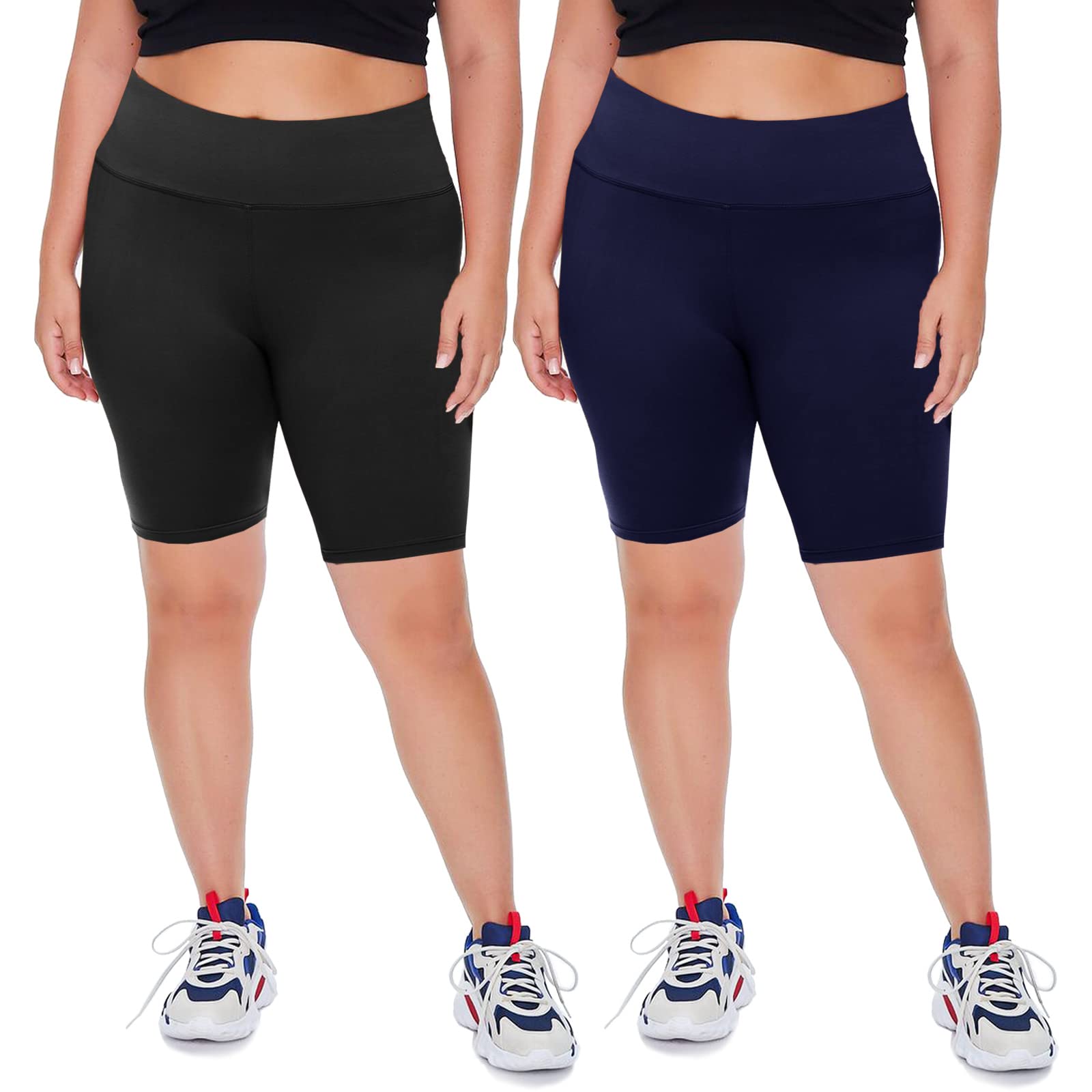 Plus Size Women's High Waisted Biker Shorts - Workout, Yoga & Maternity Activewear (2X 3X 4X) for Gym, Running & Pregnancy Comfort