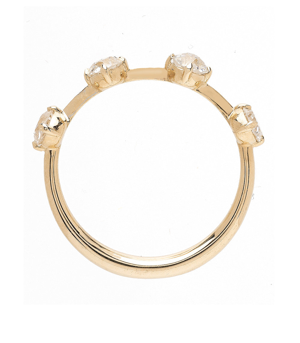 Billie 4 Diamond Unique Wedding Band for Women - Elegant 14K Gold/Platinum Engagement Ring, Perfect for Brides, Anniversaries & Special Occasions