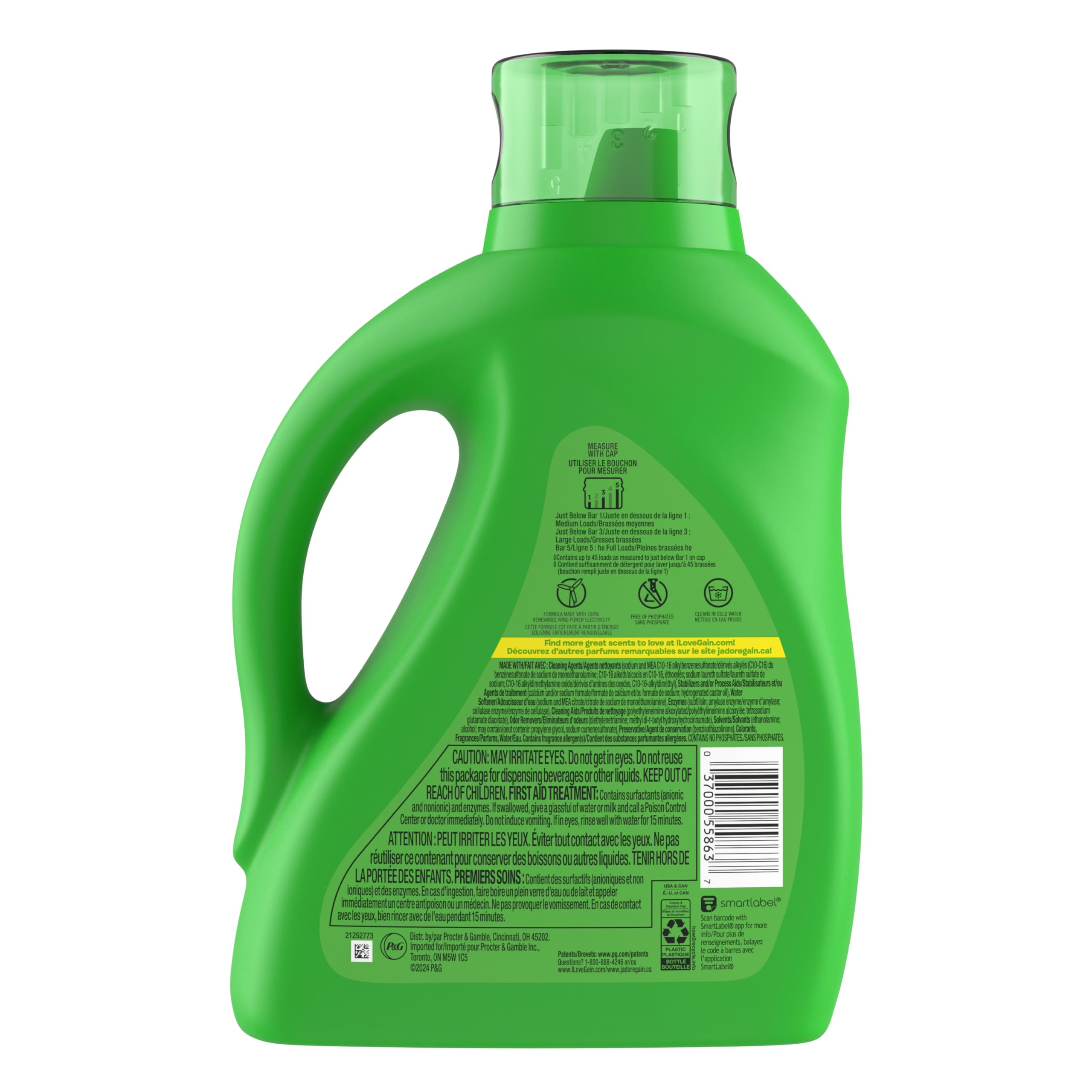 Gain Original Scent Liquid Laundry Detergent with Aroma Boost - HE Compatible, 65 Fl Oz (Pack of 2) - 90 Loads - Fresh & Powerful Clean for Clothes, Sheets & Towels - Ideal for Families & Heavy Laundry Use