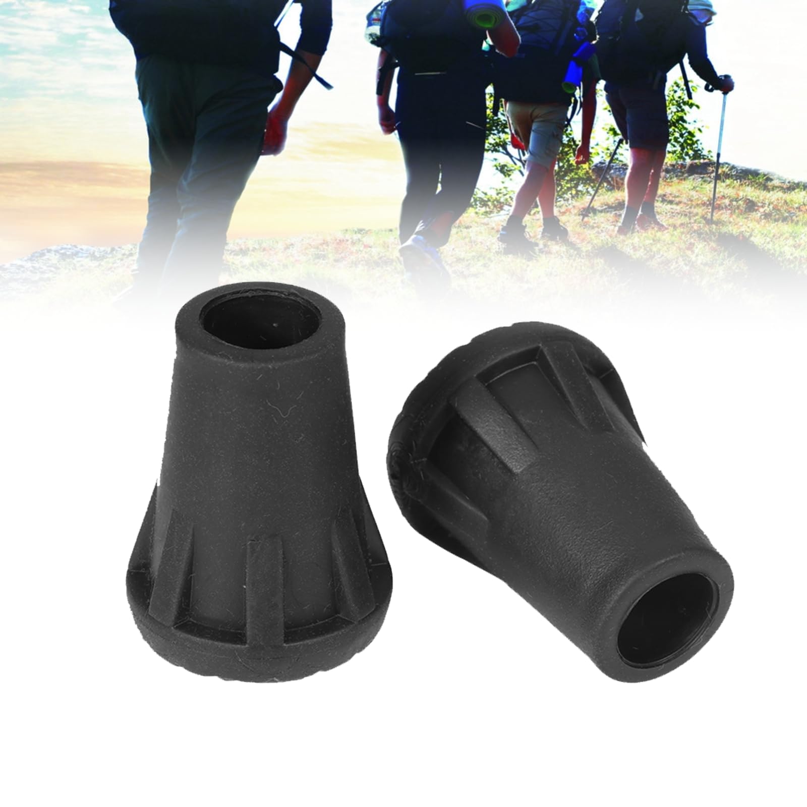 Premium Rubber Walking Cane Tips & Hiking Pole Replacement Accessories - Non-Slip Cane Tips for Outdoor Trekking, Hiking, Elderly Support & Mobility Aid - Durable Walking Stick End Covers for Safety & Stability