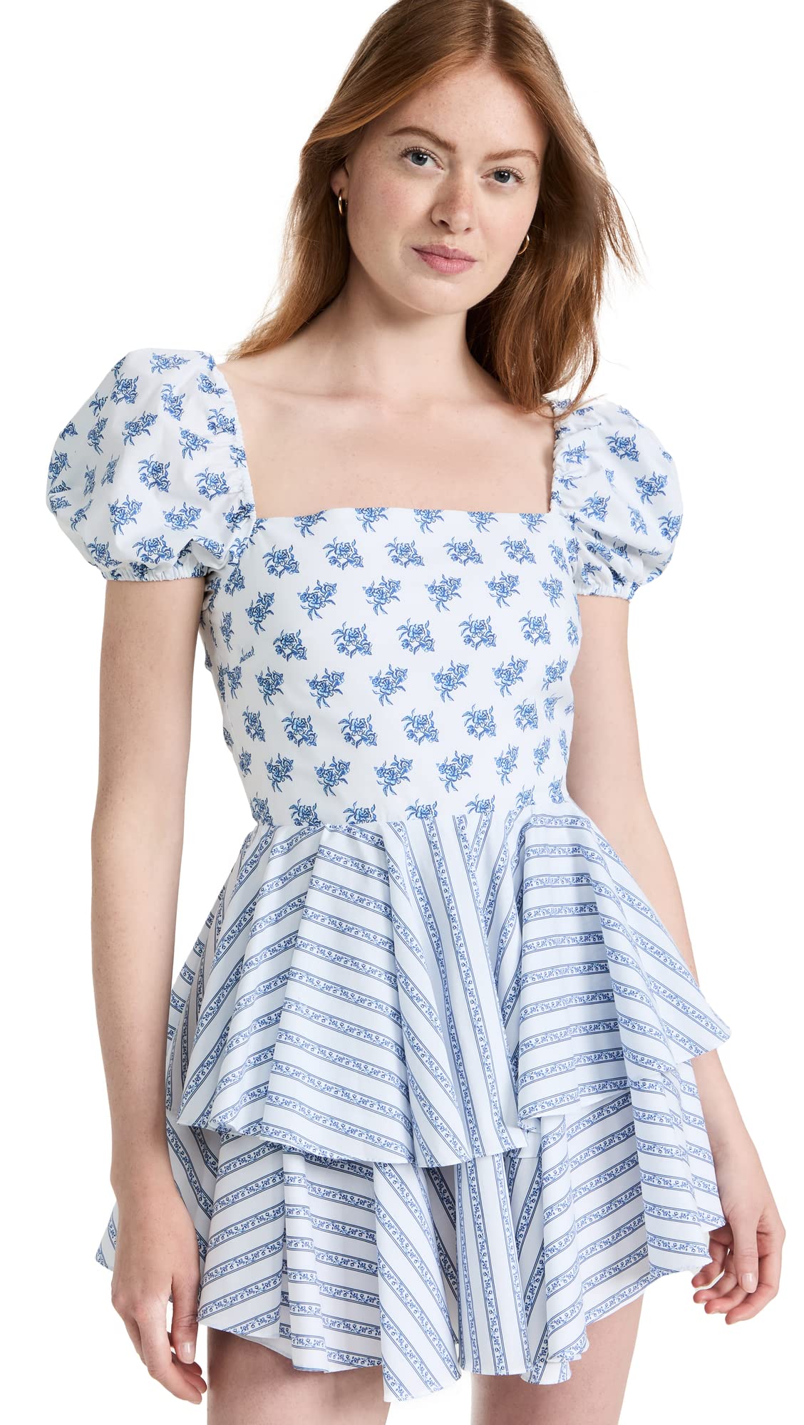 CAROLINE CONSTAS Women's Louisa Dress - Elegant Floral Midi Dress for Summer, Weddings & Special Occasions