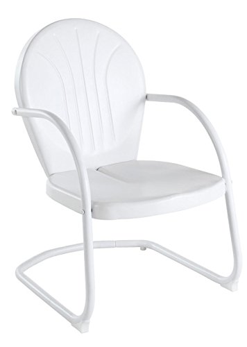 Crosley Furniture Griffith 5-Piece Outdoor Dining Set for 4 - Retro White Metal Round Patio Table and Chairs | Perfect for Backyard, Garden, and Poolside Dining