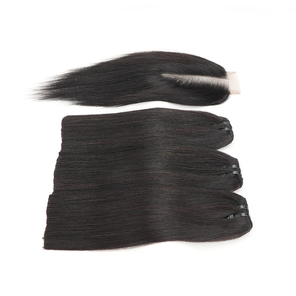 Best 15A Raw Hair Bundles - 100% Unprocessed Vietnam Virgin Human Hair, Bone Straight 3 Bundles with Kim K 2*6 Closure | Premium Hair Extensions for Black Women | Natural Color (12''12''12'' + 10'' Closure) | Perfect for Daily Styling, Special Occasions & Protective Hairstyles