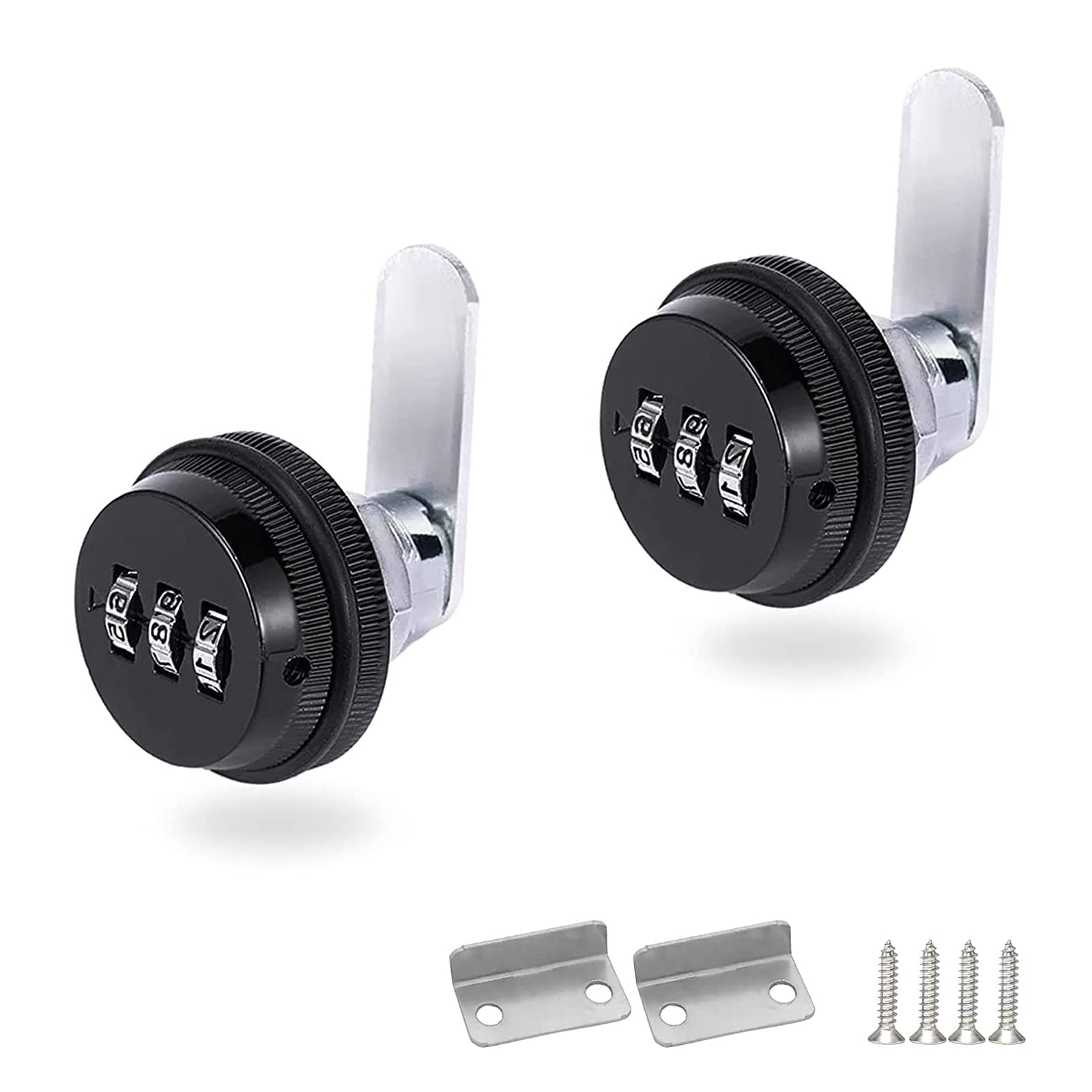 2 Pack Black Combination Cabinet Locks - Keyless Password Coded Cam Locks for 0.3-0.9 Inch Cabinets, Deposit Boxes & Mailboxes - Secure Storage for Home, Office & School Use