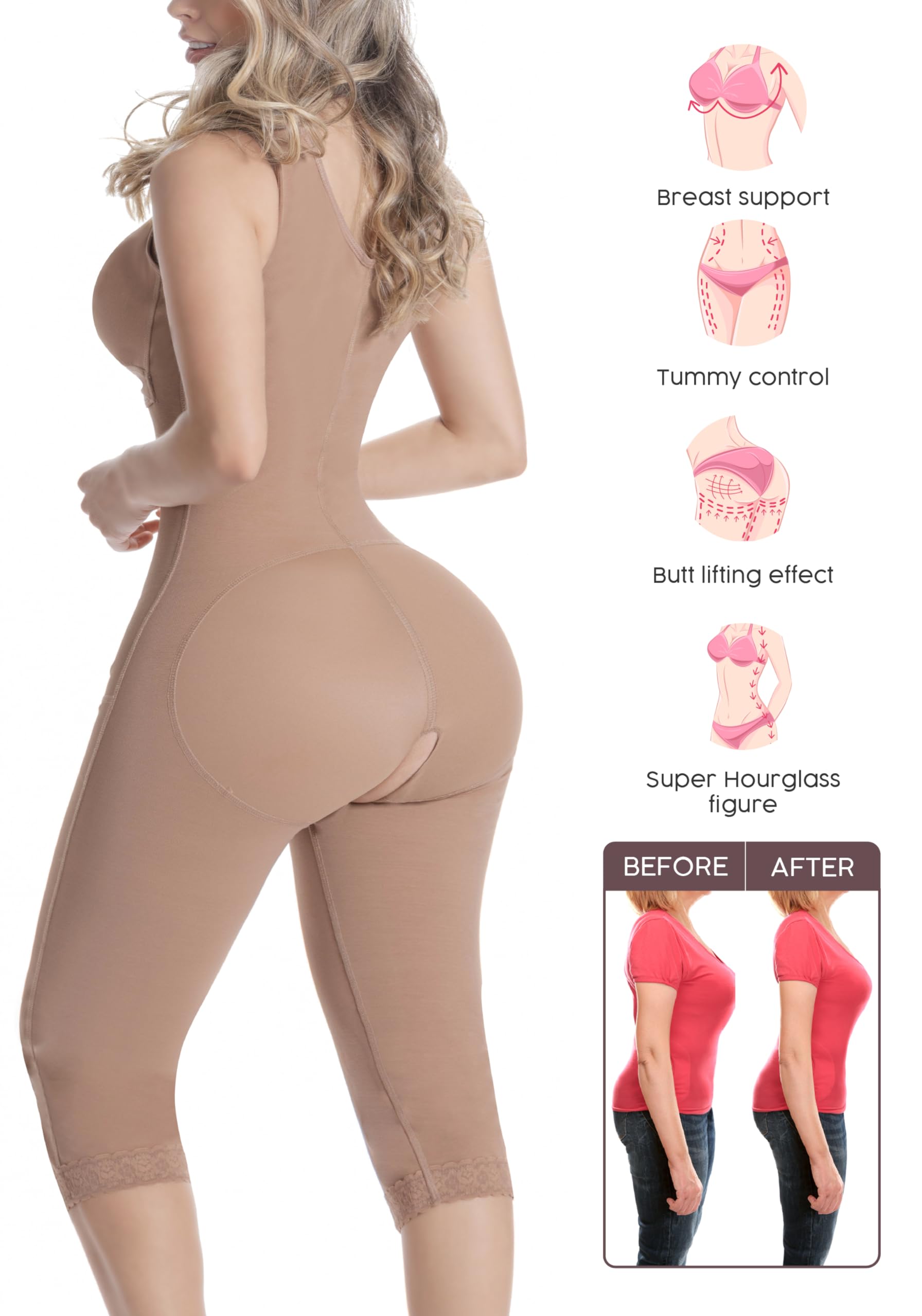 Sonryse S010 Colombian Post-Surgery Compression Garment for Women - Stage 1 BBL, Tummy Tuck & Lipo Recovery - Breathable Waist Trainer & Body Shaper for Postpartum, Weight Loss & Everyday Wear