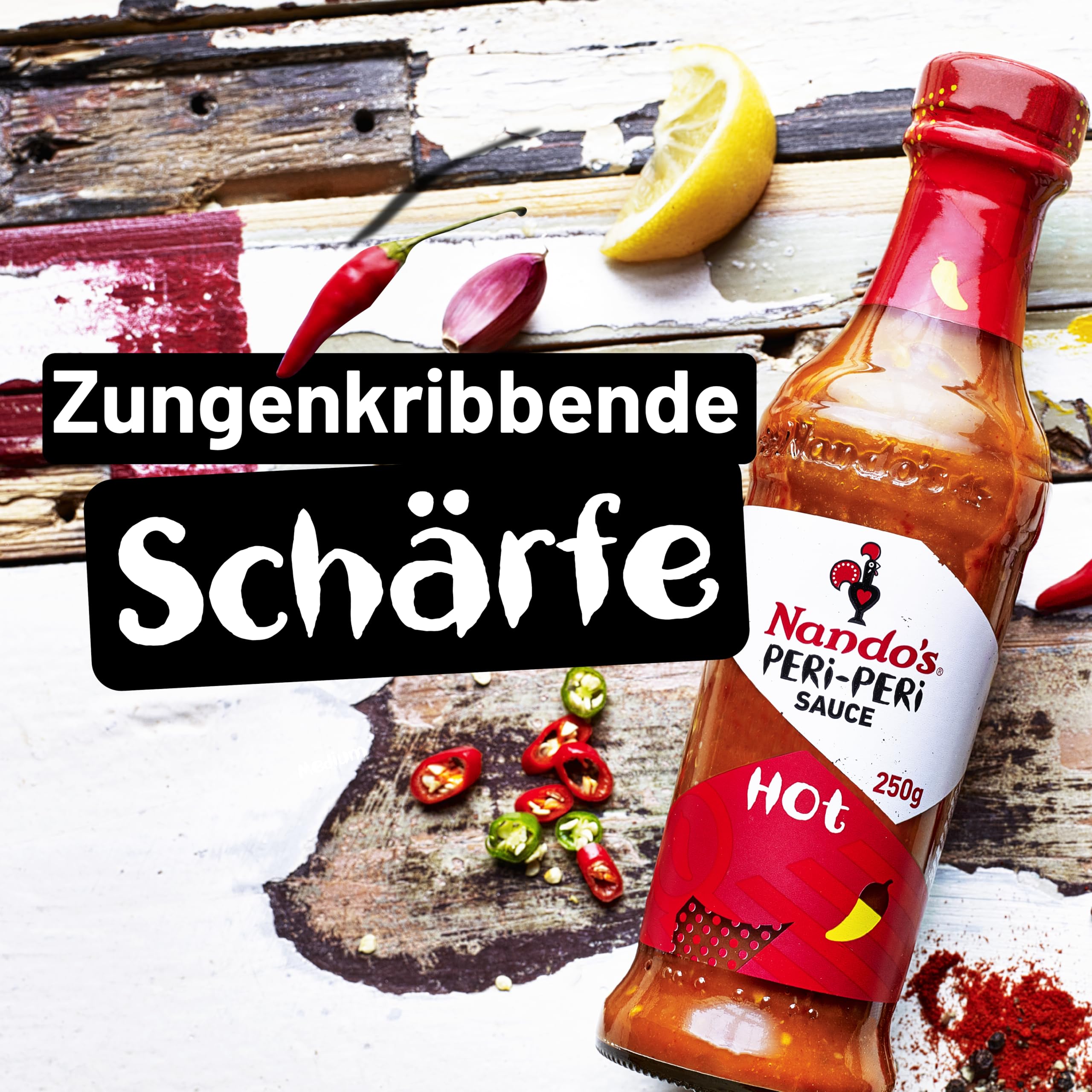 Nando's Hot Peri-Peri Sauce 250ml - Spicy African Chili Sauce for Grilling, Marinades & Cooking - Perfect for Chicken, Seafood & BBQ Dishes