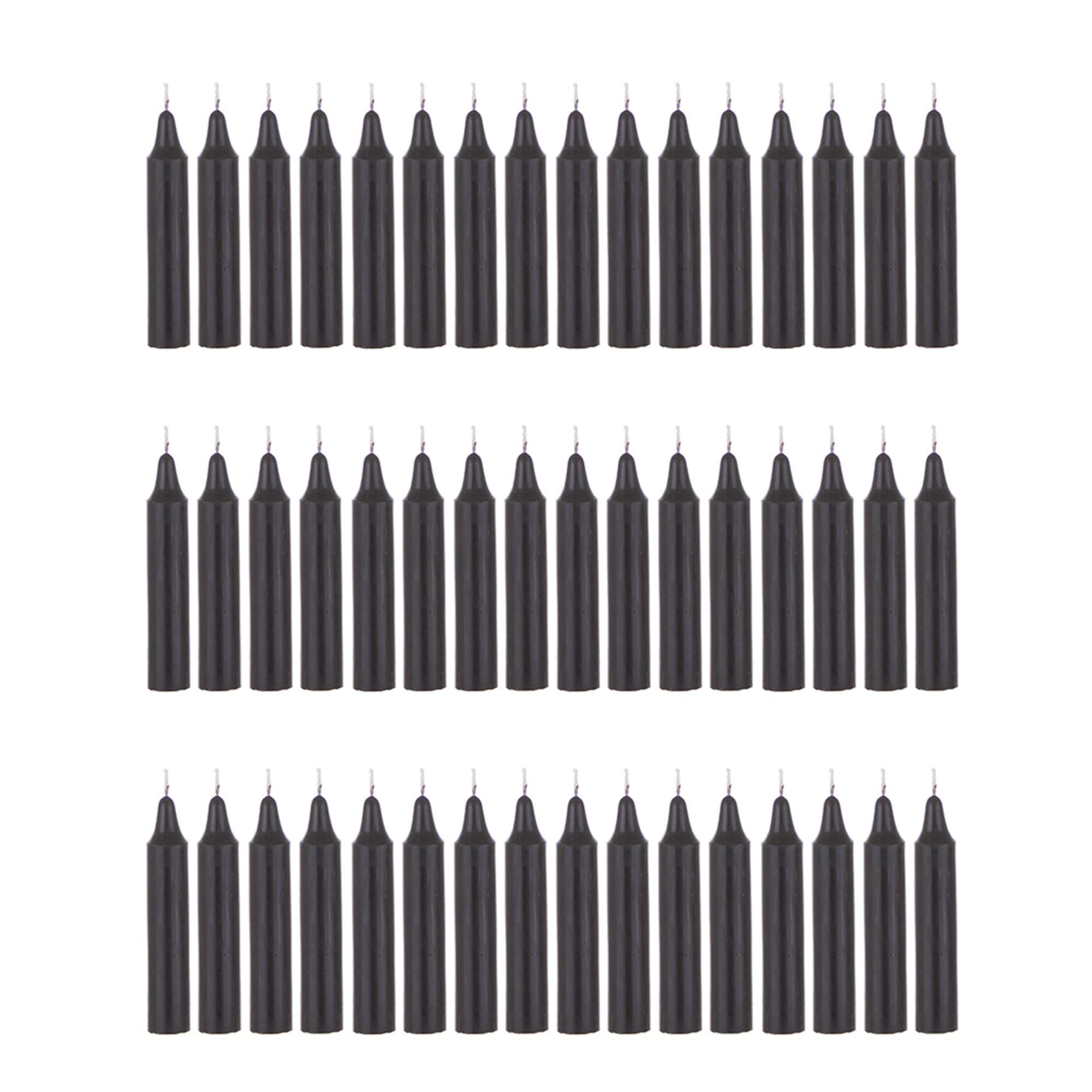 Premium Unscented Black Taper Candles - 48 Pack of 4