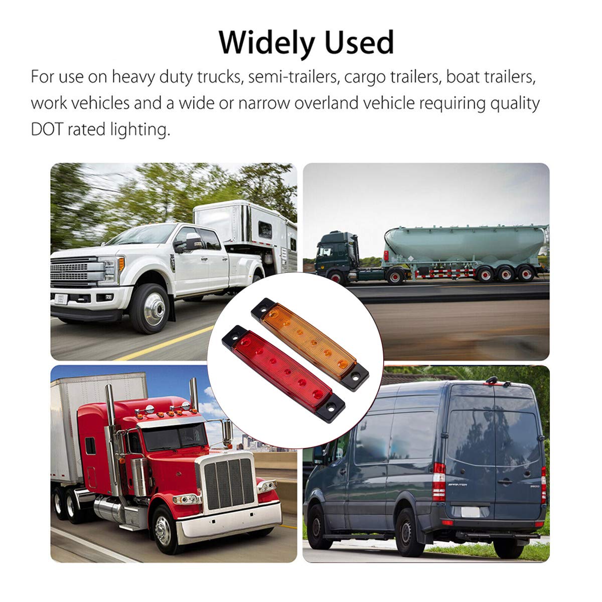 20 Pack 3.8 Inch Amber/Red LED Clearance Lights - Waterproof Side Marker Lights for Truck, Trailer, RV, Van - DOT Approved Turn Signal & Parking Brake Lights - Perfect for Night Driving & Road Safety