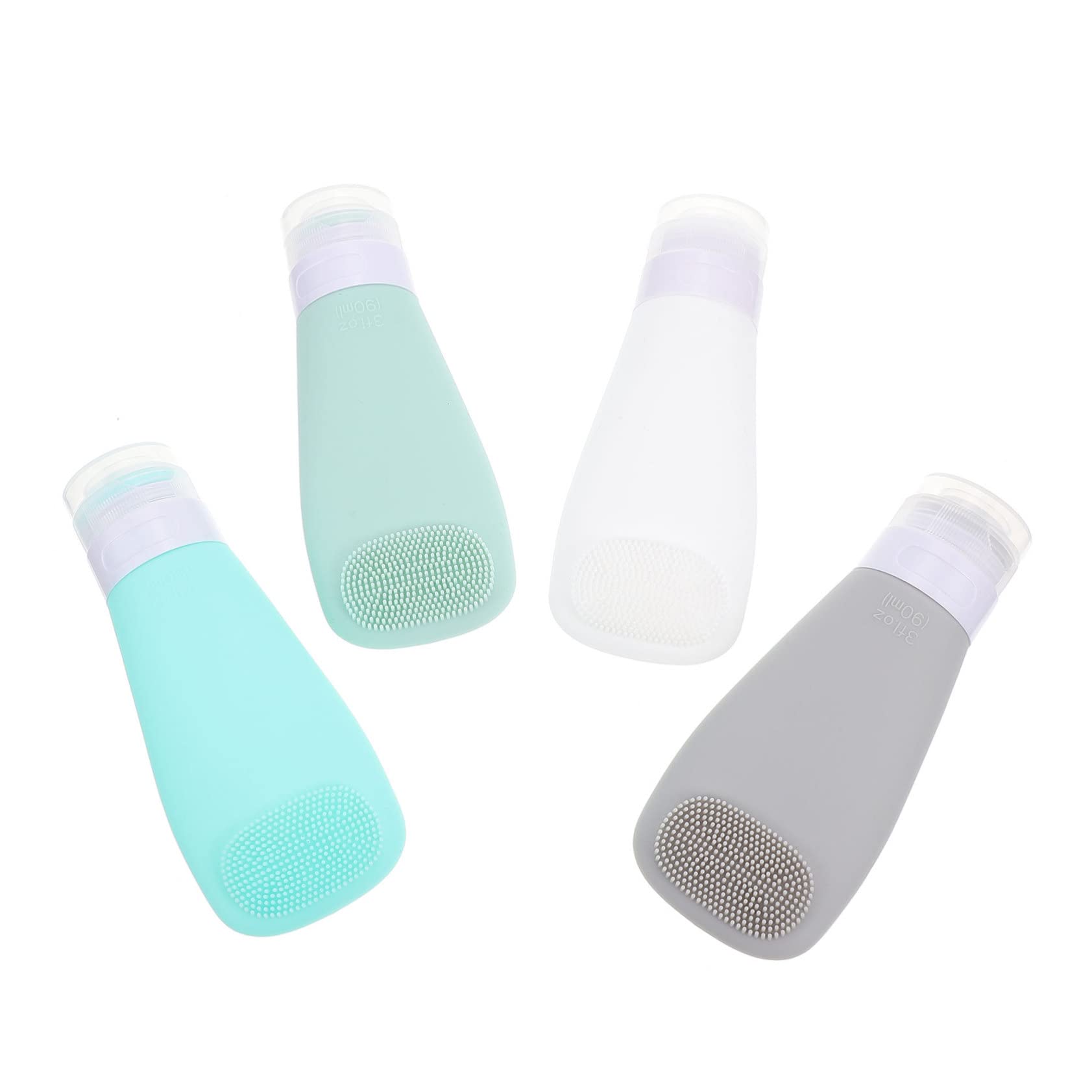 FOMIYES 4 Pack Silicone Travel Bottles for Shampoo, Lotion & Toiletries - Leakproof, Refillable Cosmetic Containers - Perfect for Air Travel, Gym, Camping & Vacation Essentials