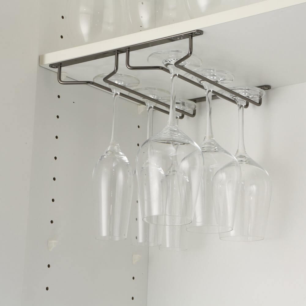 Sturdy Double Wine Glass Rack - Black Metal Hanging Holder for Stemware - Perfect for Kitchen, Bar, or Dining Room Organization
