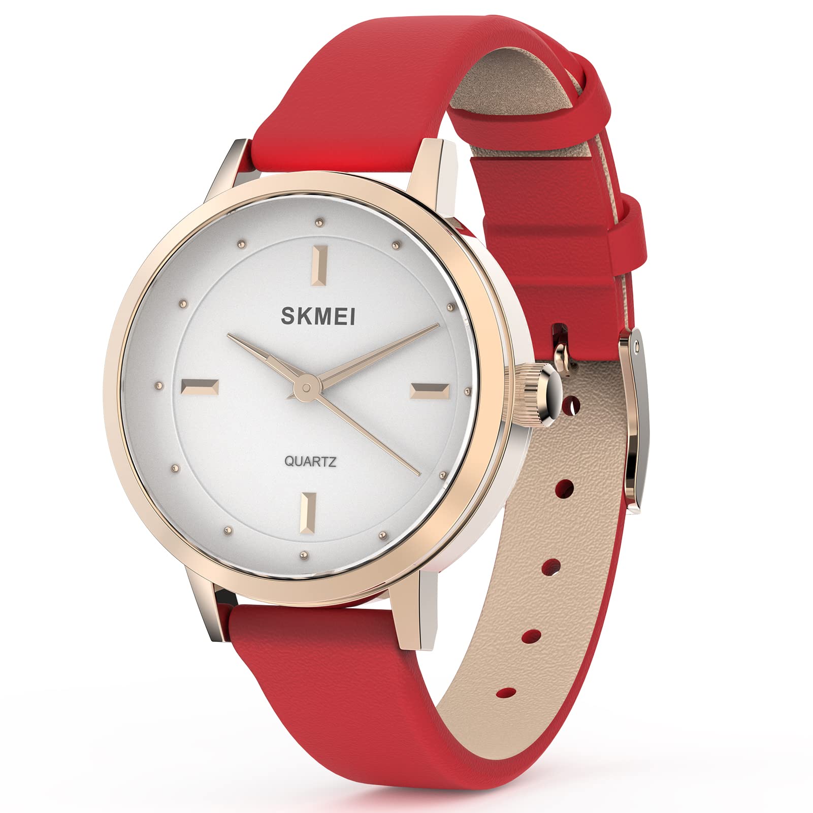 Women's Waterproof Watch - Light Leather Band, Ultra-Thin Minimalist for Casual & Gifts