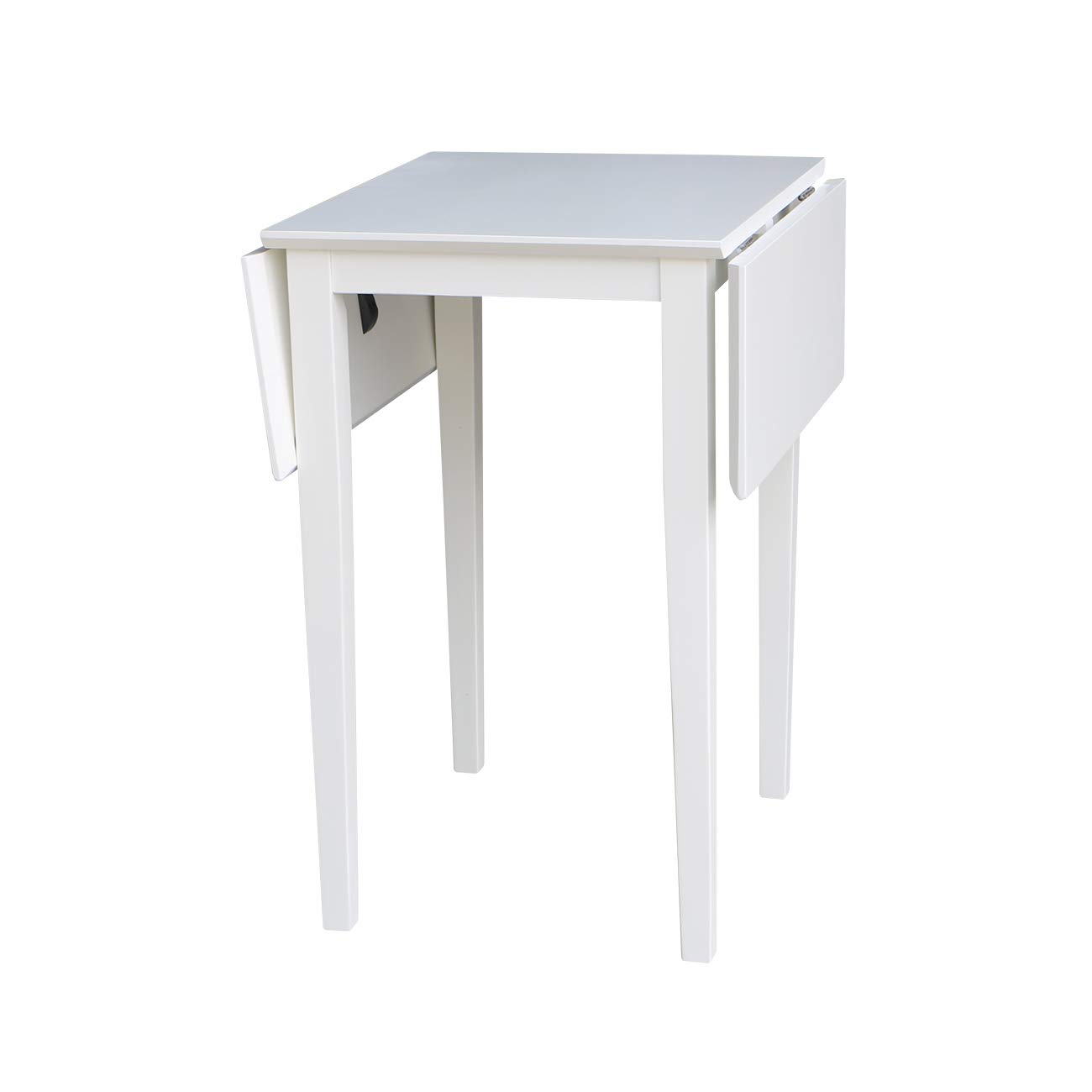 IC International Concepts Solid Wood Small Drop Leaf Dining Table - Real Parawood, Sturdy & Durable - Perfect for Small Spaces, Apartments, Breakfast Nooks & Cozy Dining Areas