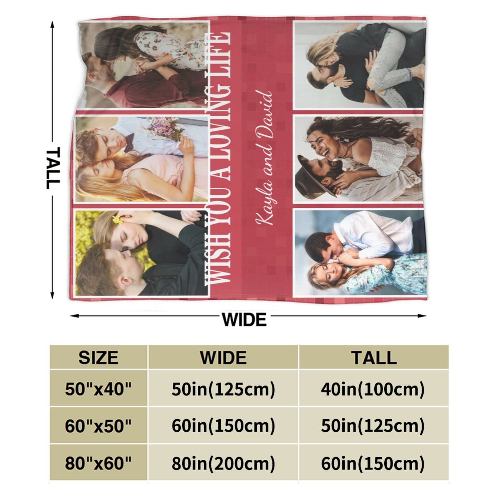 Custom Photo Blanket - Personalized Throw Blanket with 6 Photo Collage, Text & Pictures - Perfect Gift for Birthday, Christmas, Halloween, New Year, Mother's Day, Father's Day & Valentine's Day - Cozy Gift for Adults & Kids - Great for Home Decor, Couch Snuggling & Special Occasions