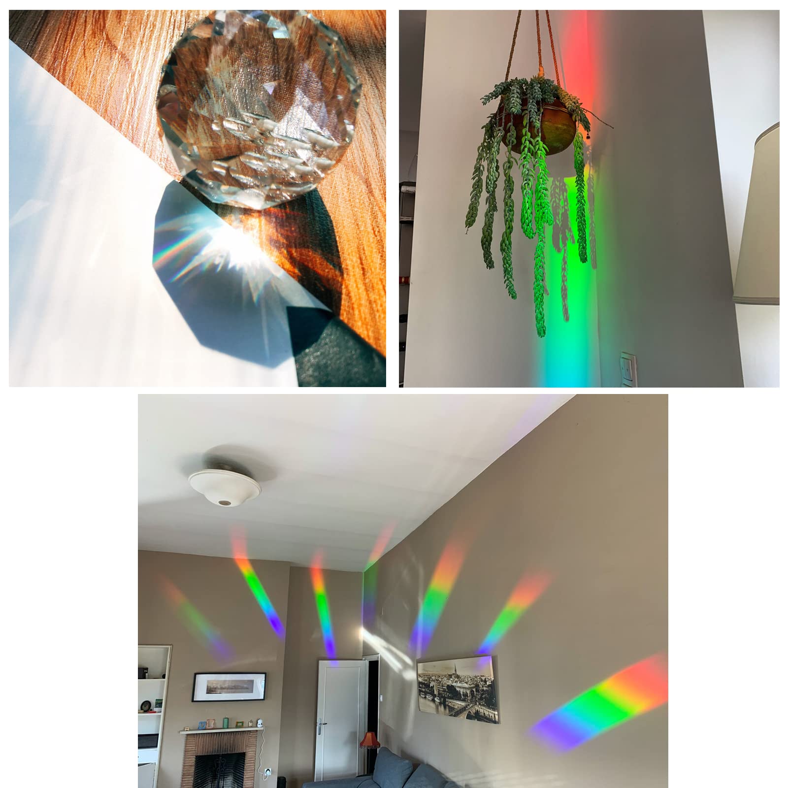 40mm Crystal Ball Prism - Rainbow Maker Sun Catcher for Windows (Pack of 2) - Decorative Glass Hanging Pendant for Home, Garden & Spiritual Healing