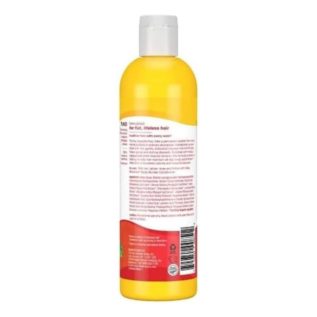 Alba Botanica Body Builder Shampoo for Voluminous Hair - Mango Scented, 12 Oz - Sulfate-Free & Vegan Formula for Thicker, Fuller Hair - Perfect for Daily Use & Hair Volume Boost